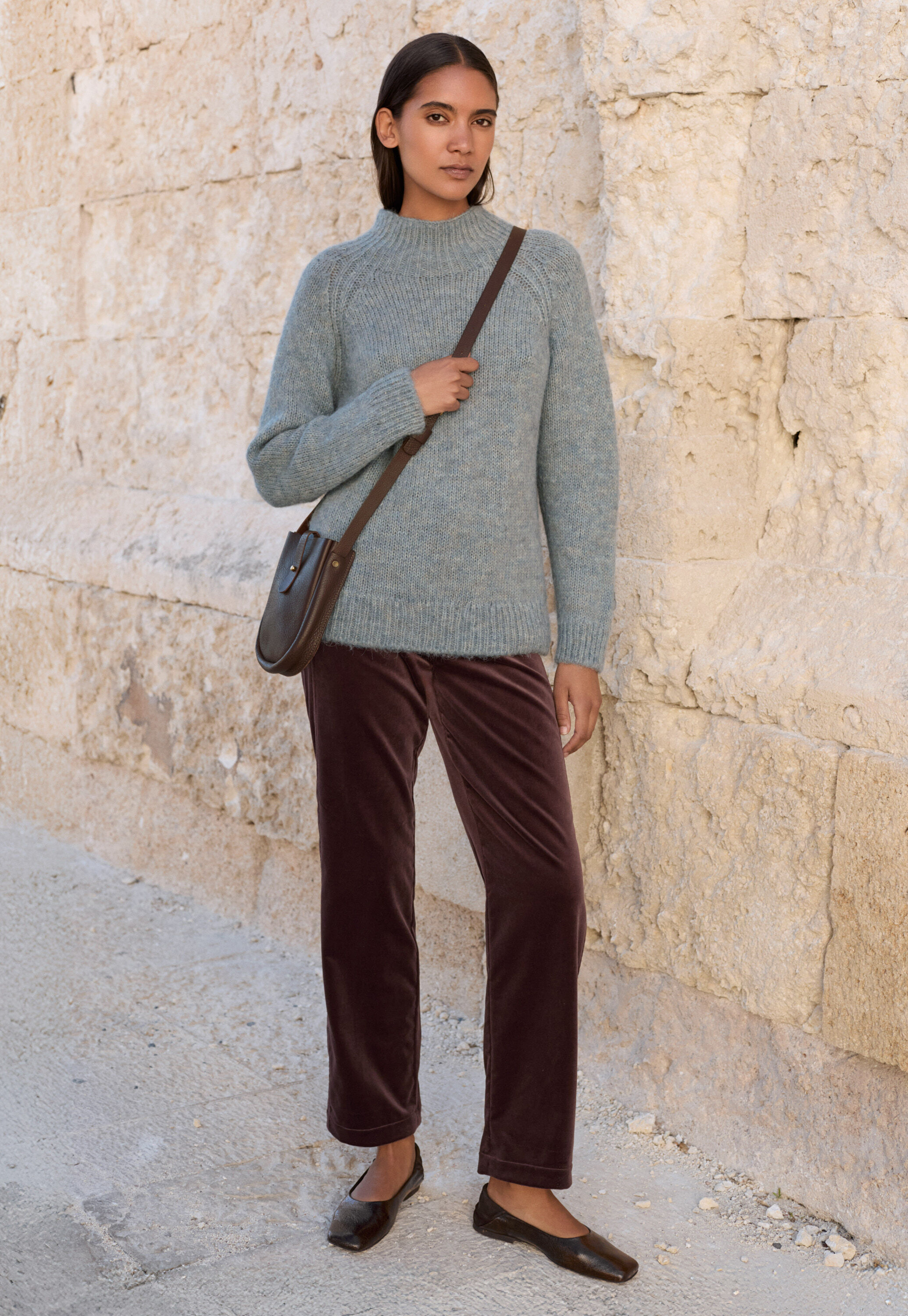 Raglanpullover mit Trichterkragen, Frostiges Blau, large