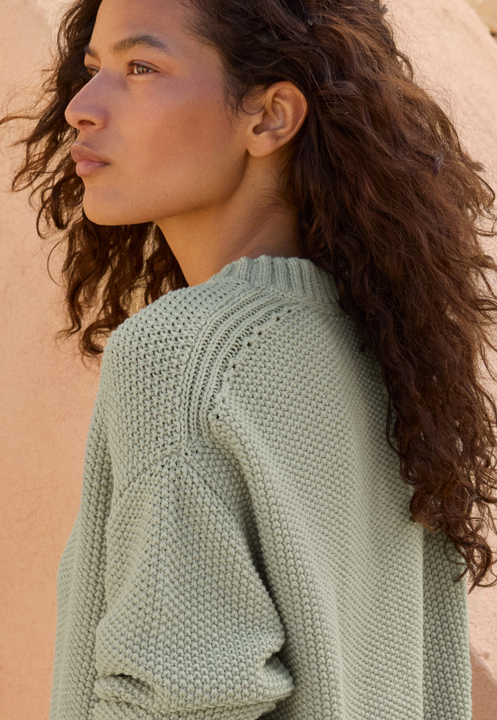 Perlmuster-Pullover, Blasses Mint, large