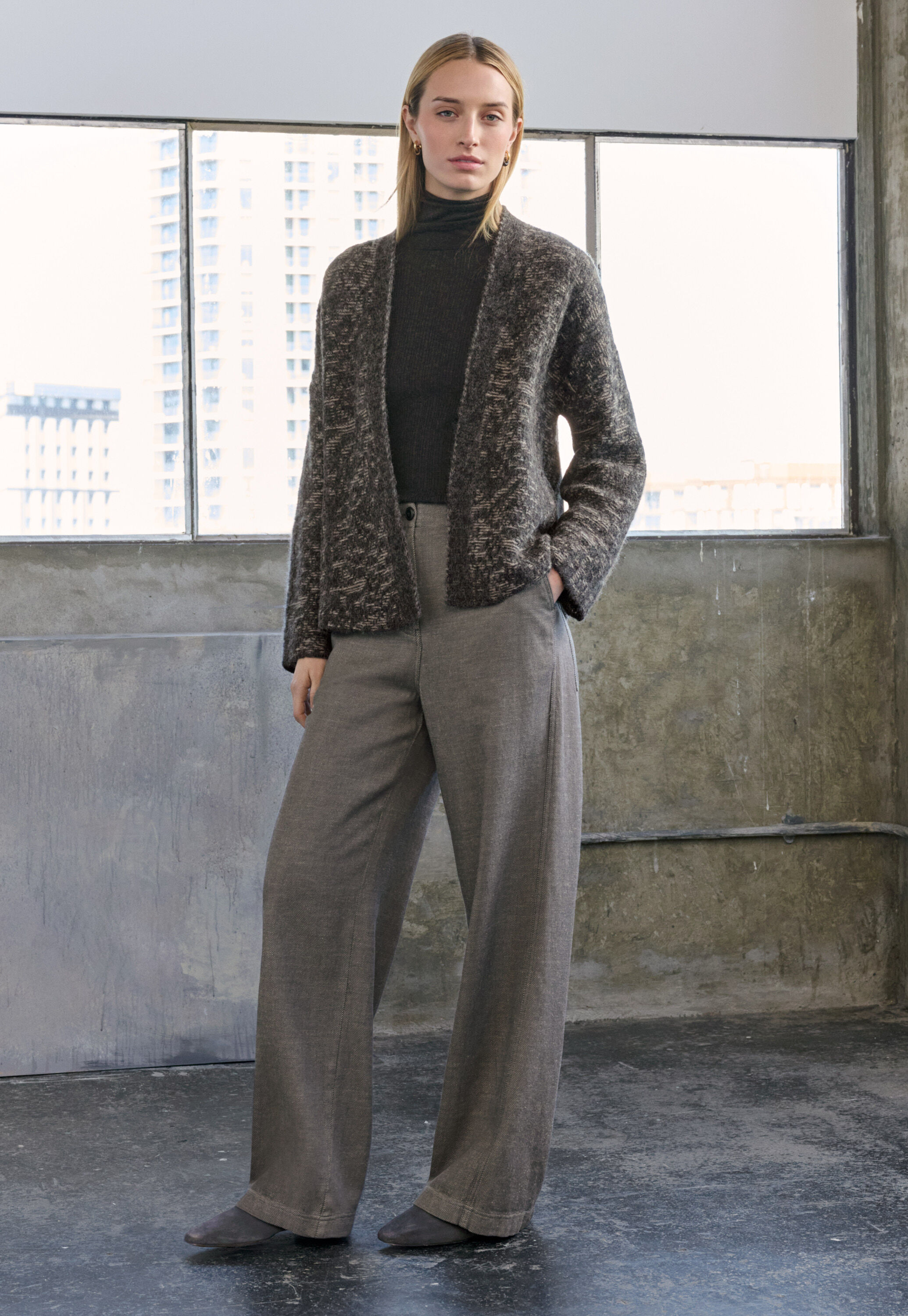 Kimono-Cardigan im Spitzenmuster, Kohlschwarz/Stein, large