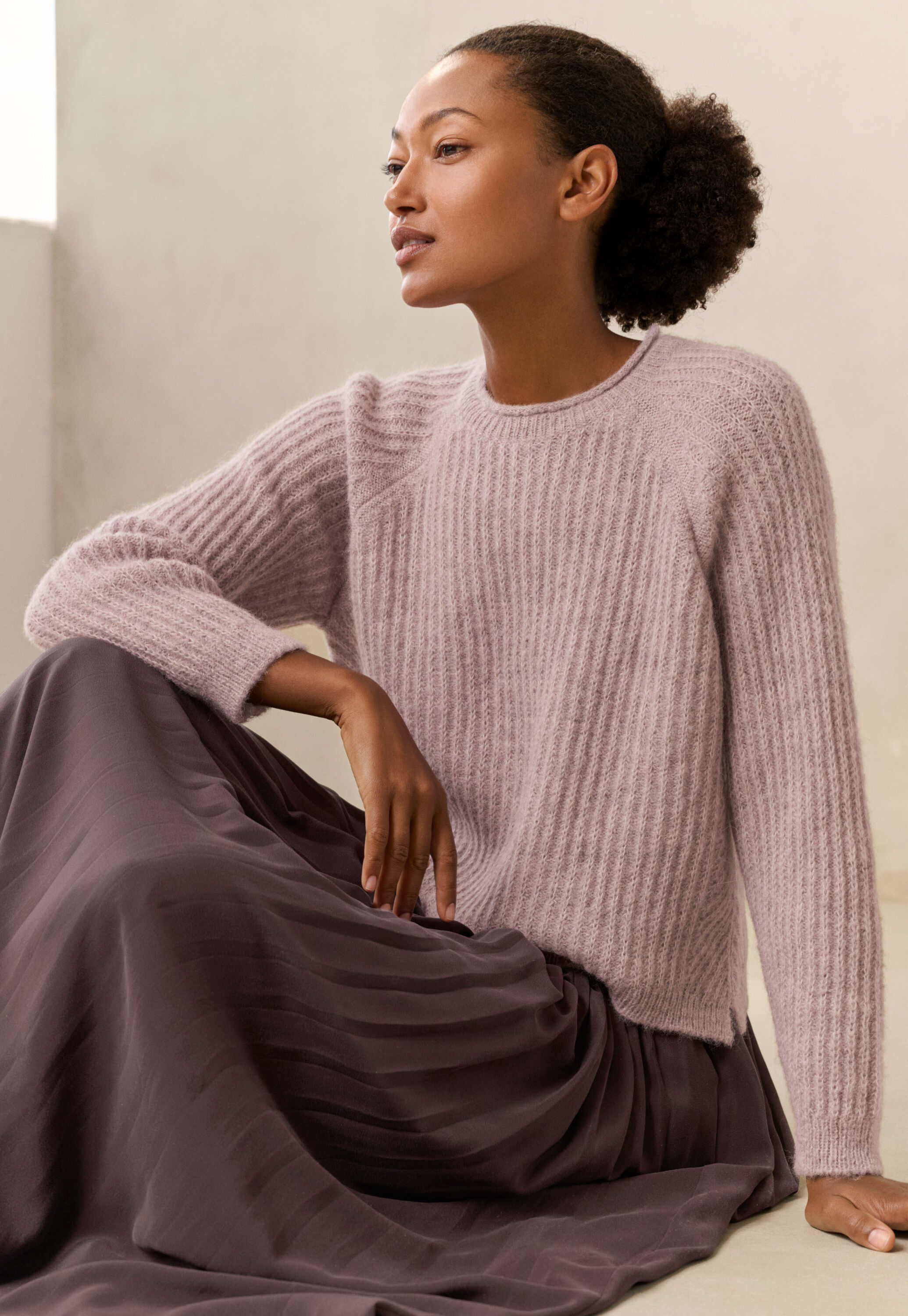Ripppullover mit Rundhalsausschnitt