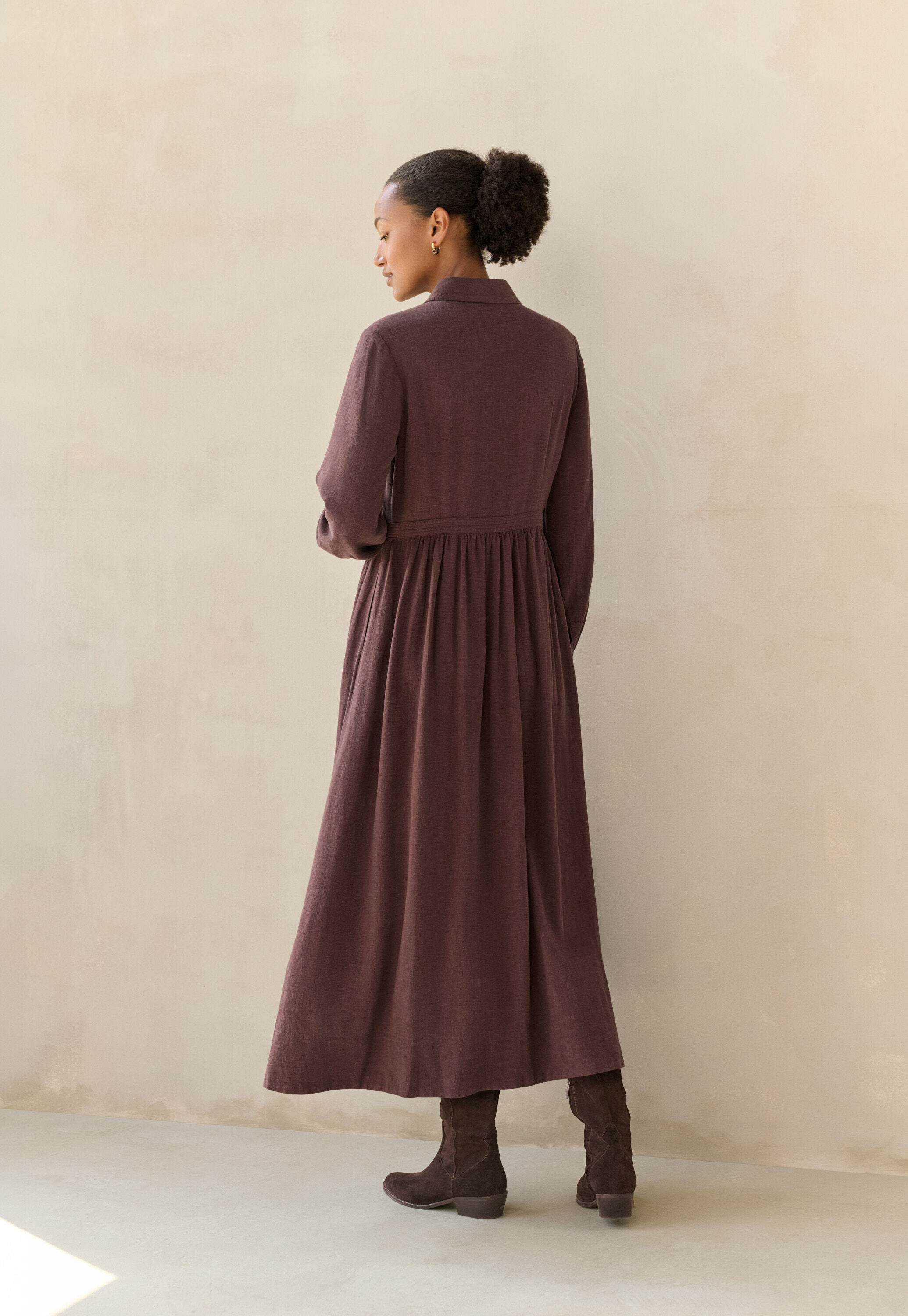 Langes Hemdkleid, Portwein, large