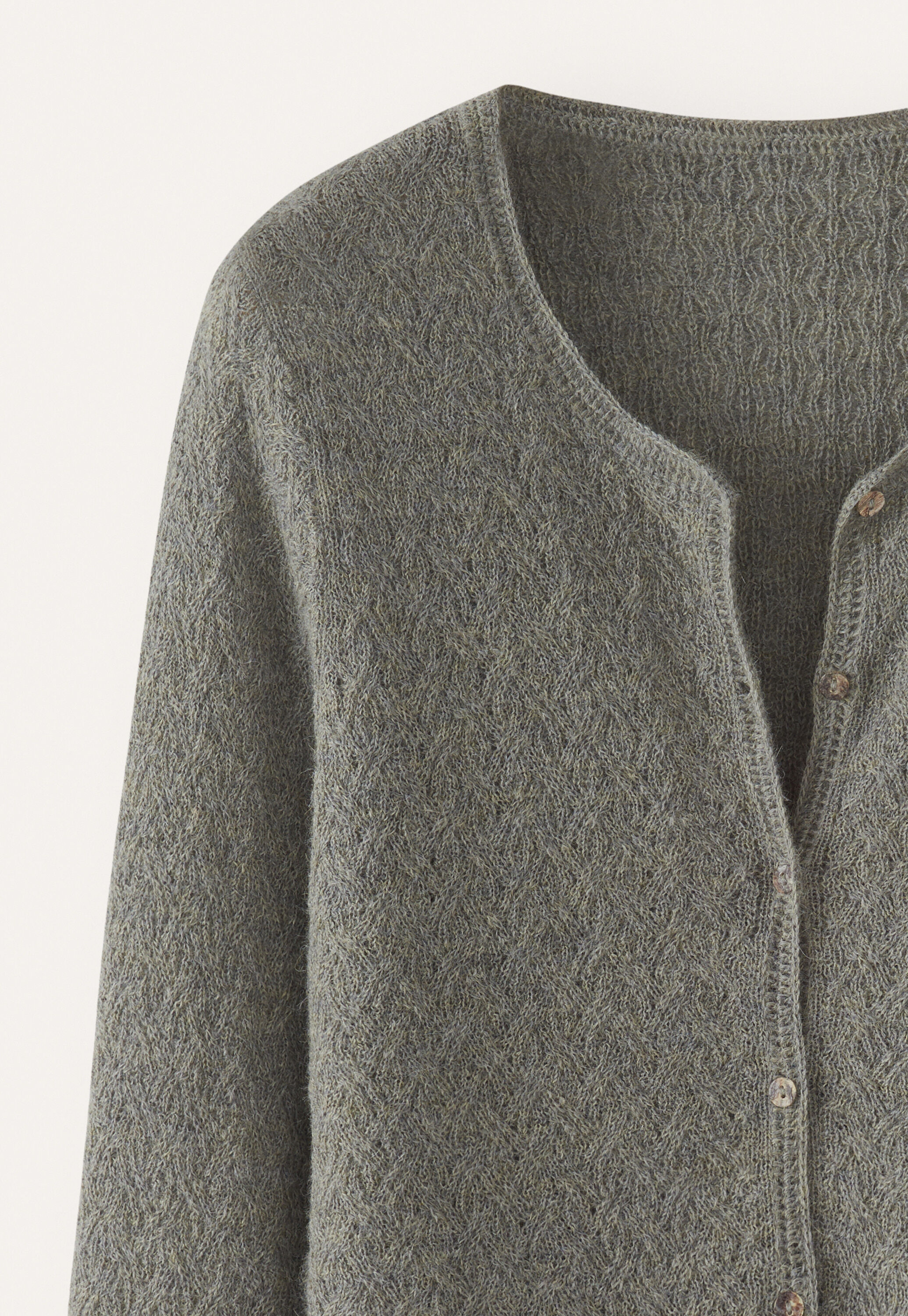 Zopfmuster-Cardigan, Khaki, large