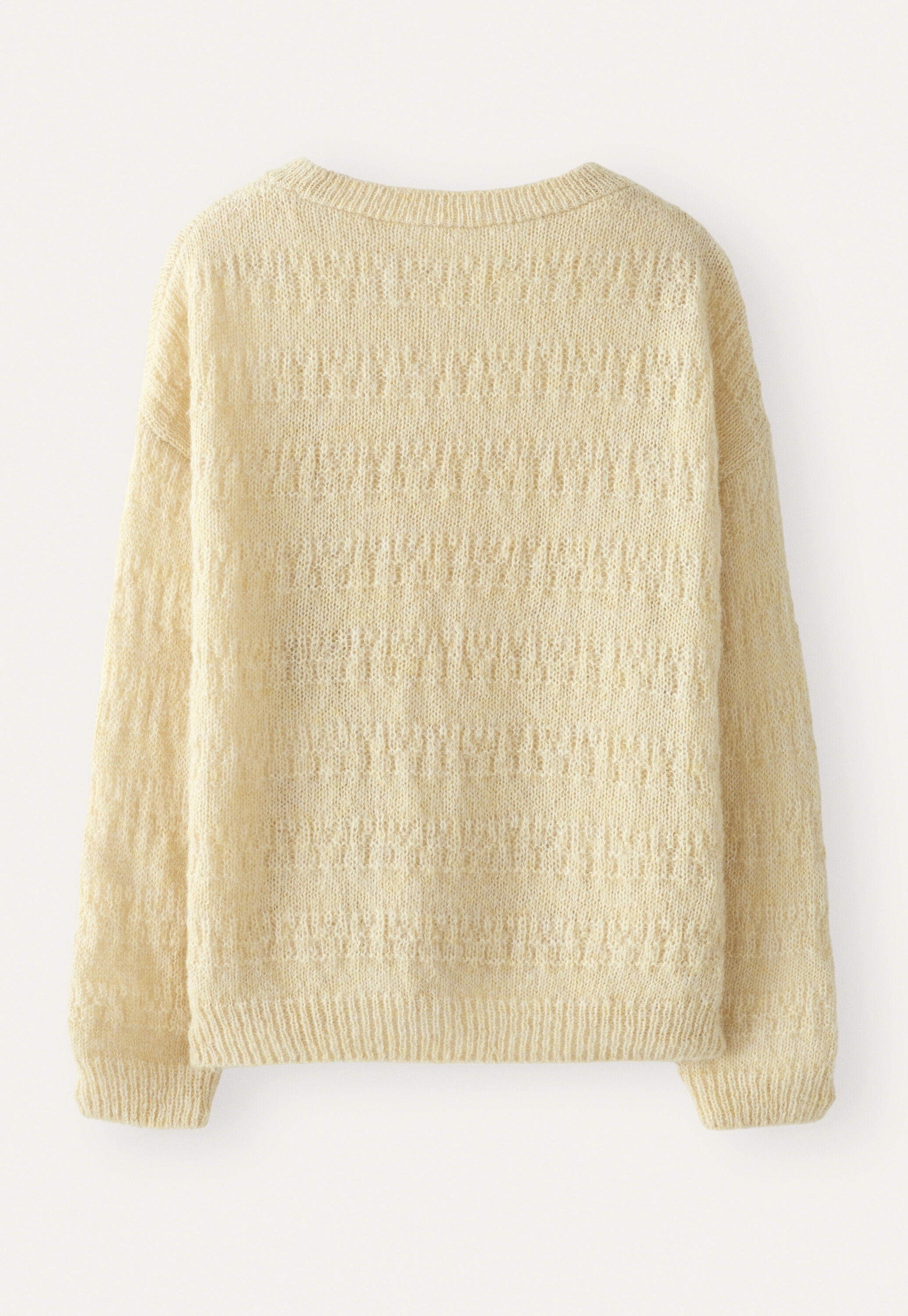 Pullover mit strukturierten Streifen, Zitrone/Rehbraun, large