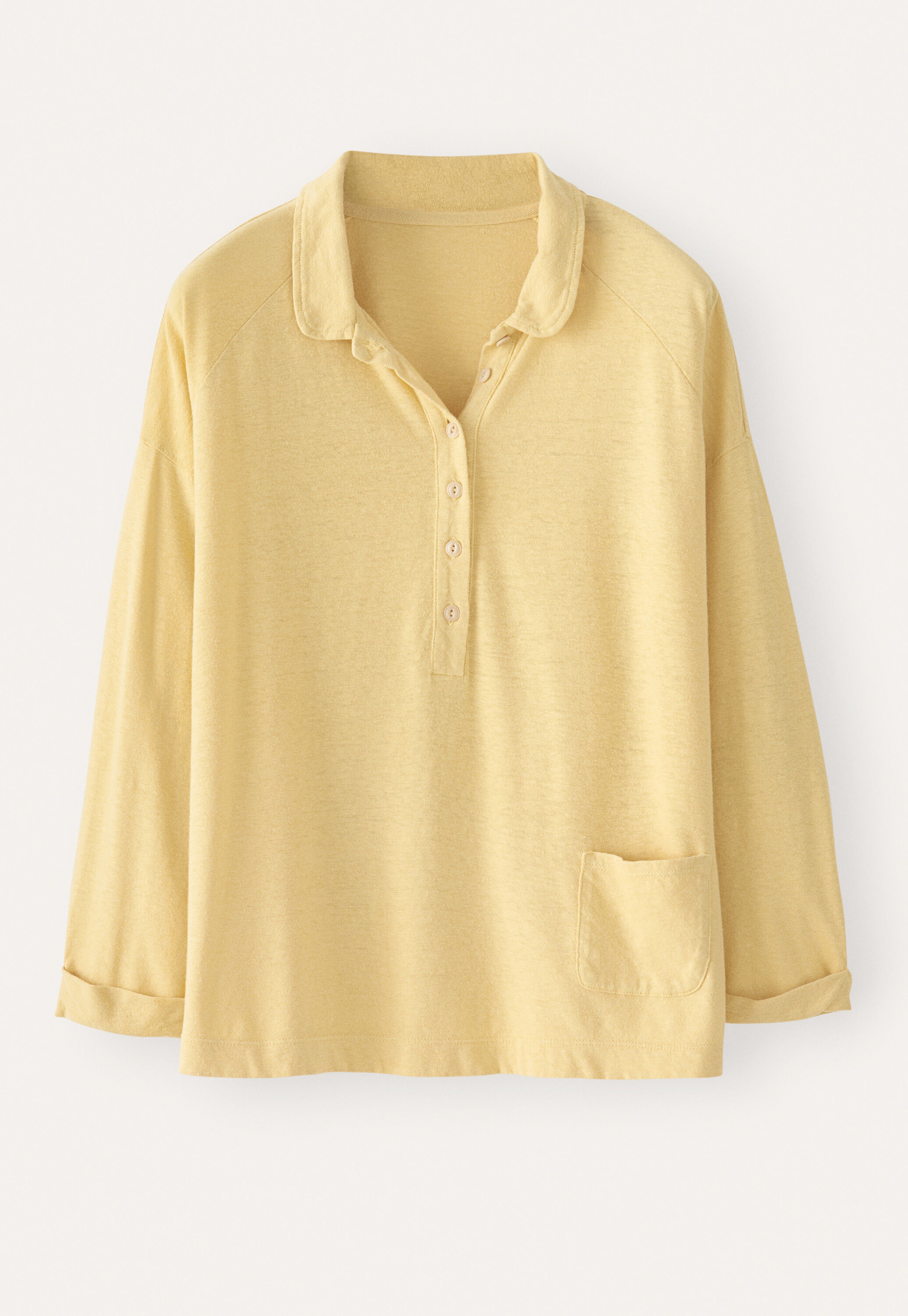Jersey-Polo-Oberteil, Blasses Honiggelb, large