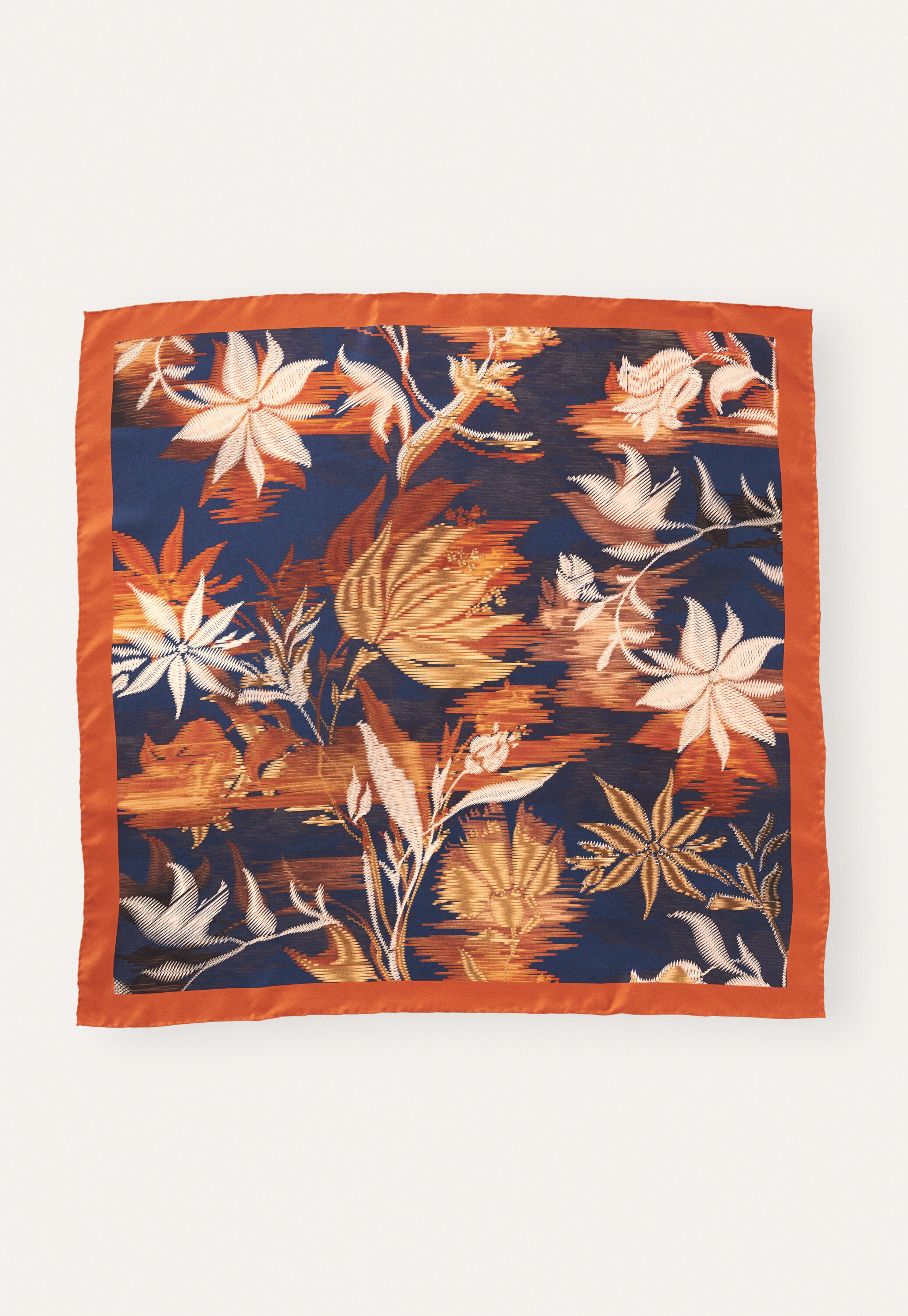 Quadratischer Schal, Blau/Orange, large