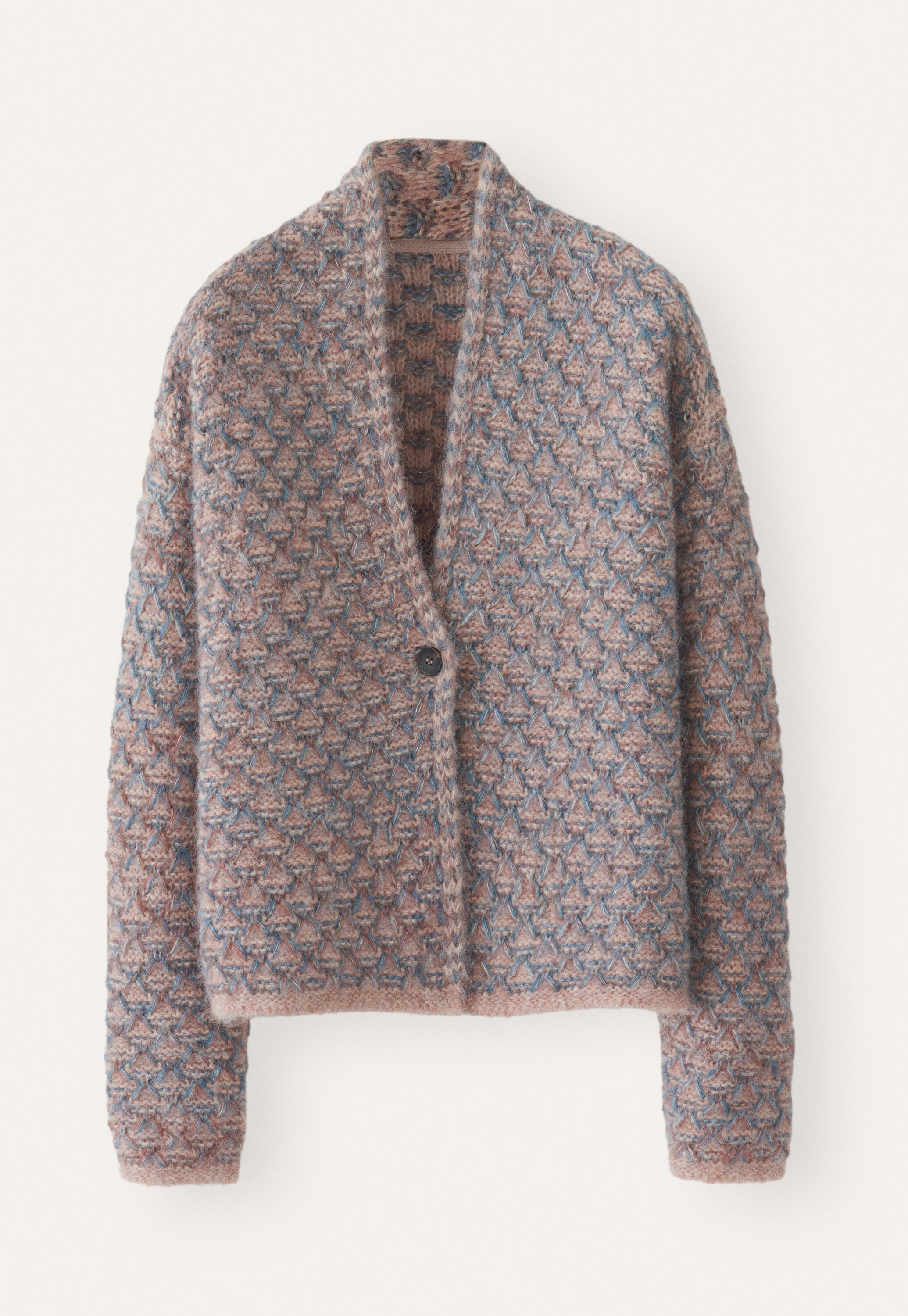 Wabenmuster-Cardigan, Ros&eacute;/Aquamarin, large