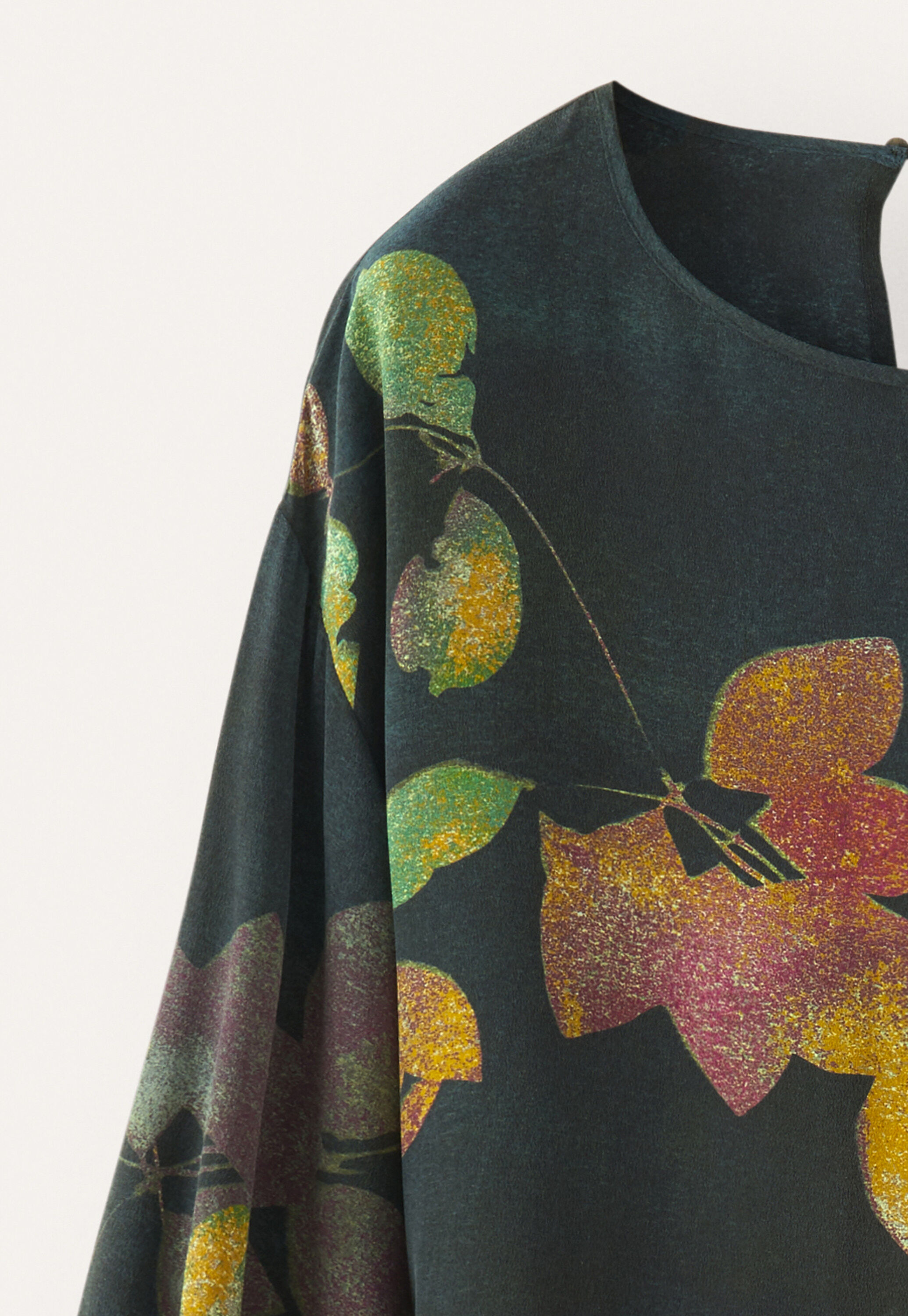 Kleid mit Print und Bindeb&auml;ndern, Kohlschwarz/Pflaume, large