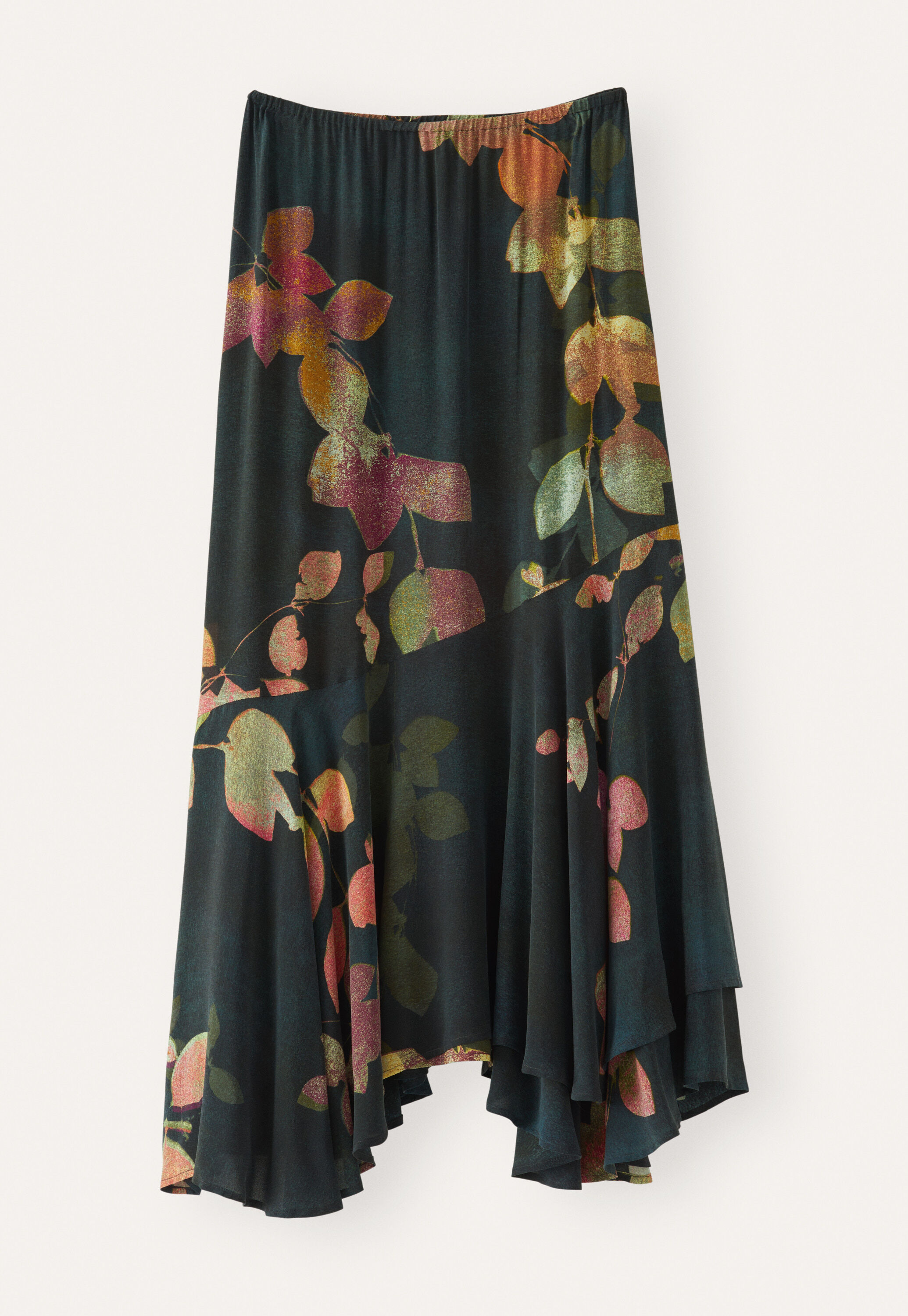Asymmetrischer Print-Rock, Kohlschwarz/Pflaume, large