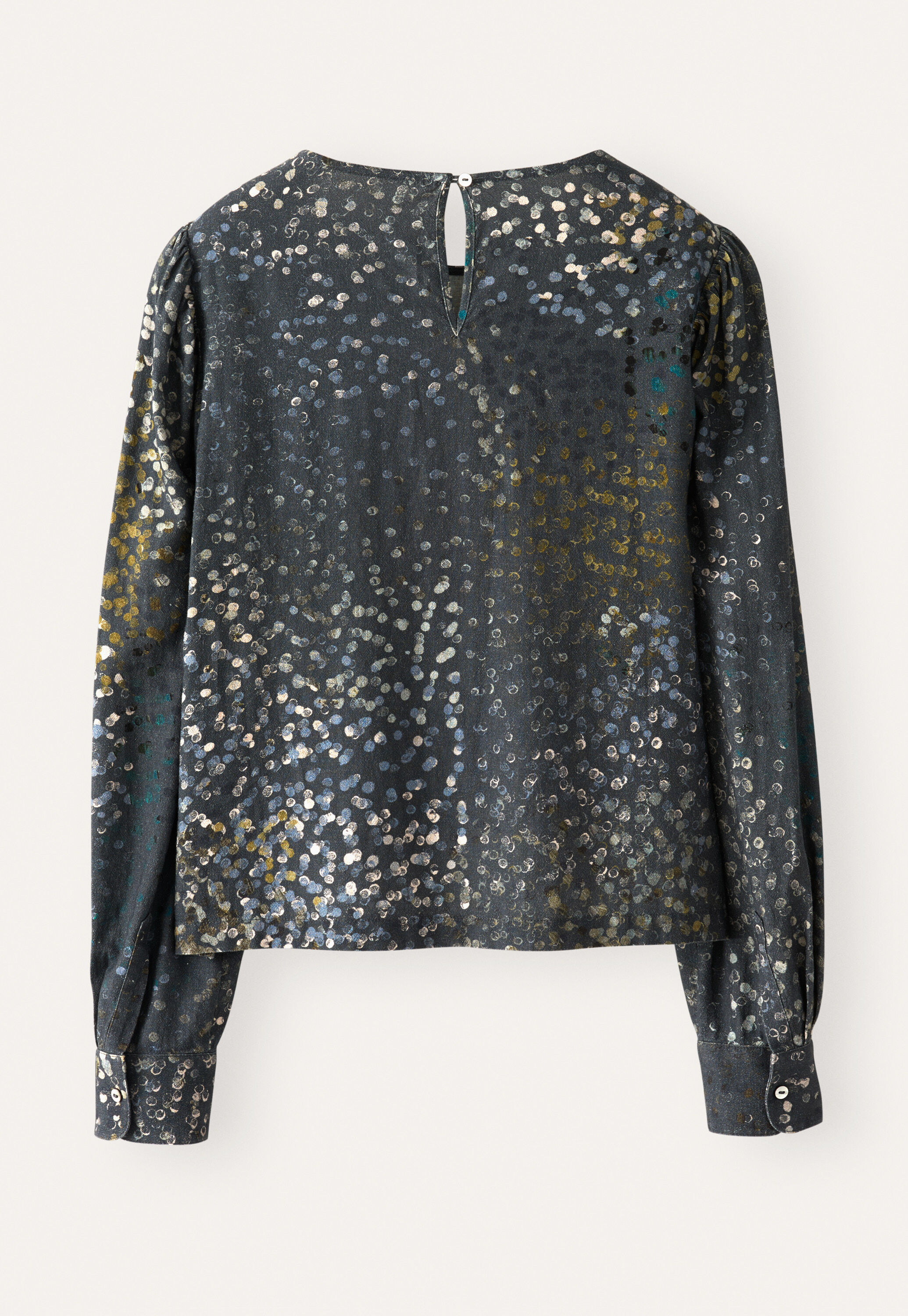 Bedruckte Bluse, Kohlschwarz, large