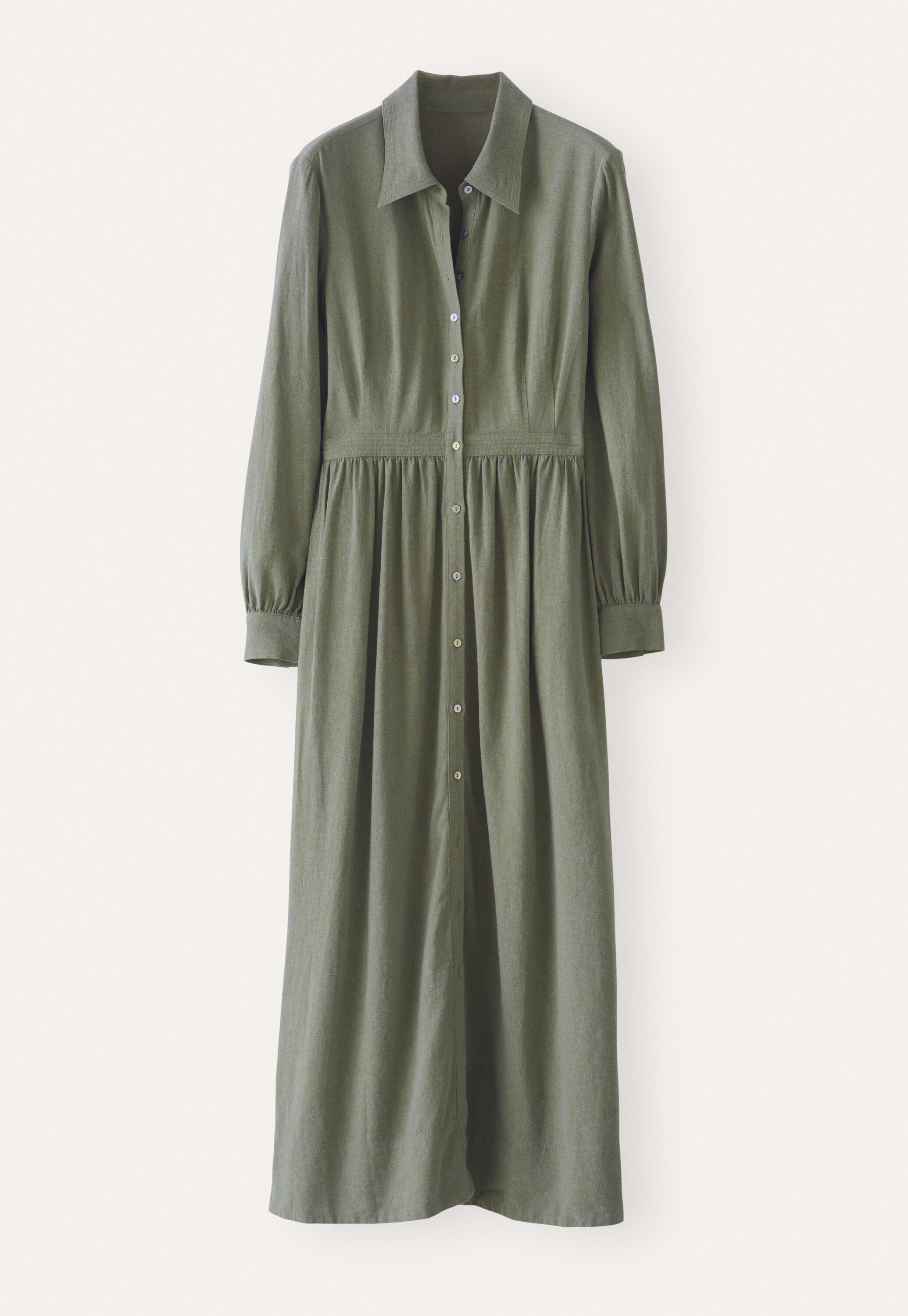 Langes Hemdkleid, Khakigr&uuml;n, large