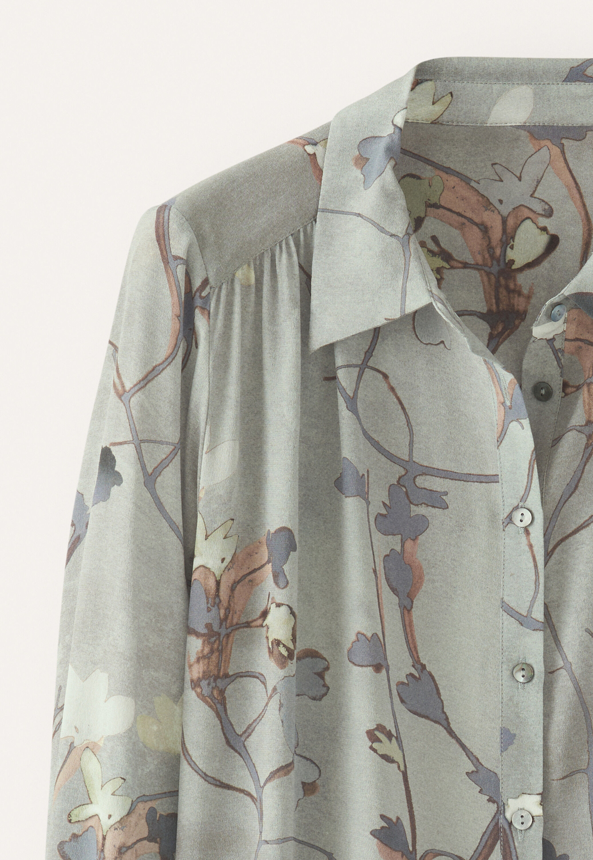 Bedruckte Bluse, Warmes Grau, large