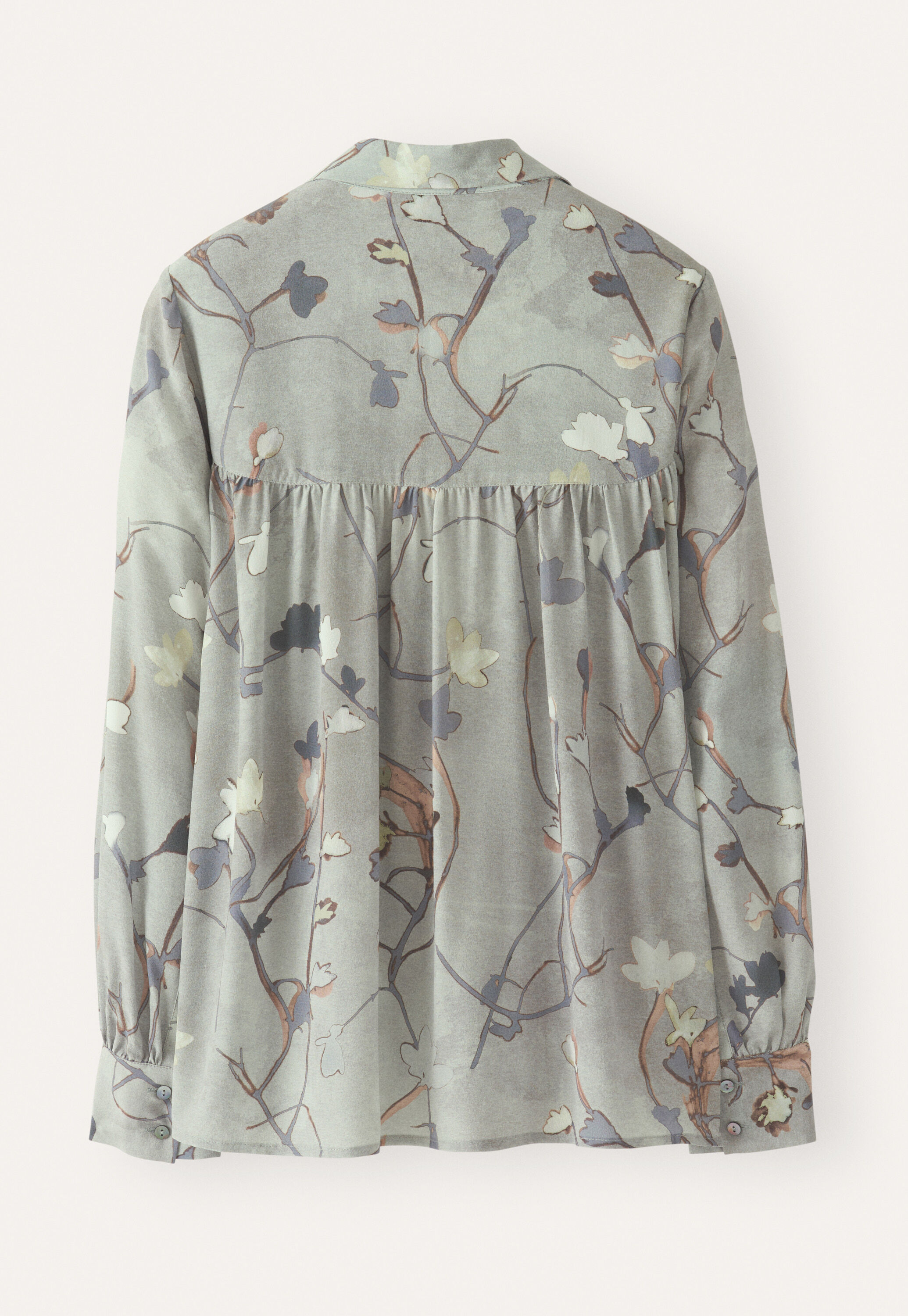 Bedruckte Bluse, Warmes Grau, large