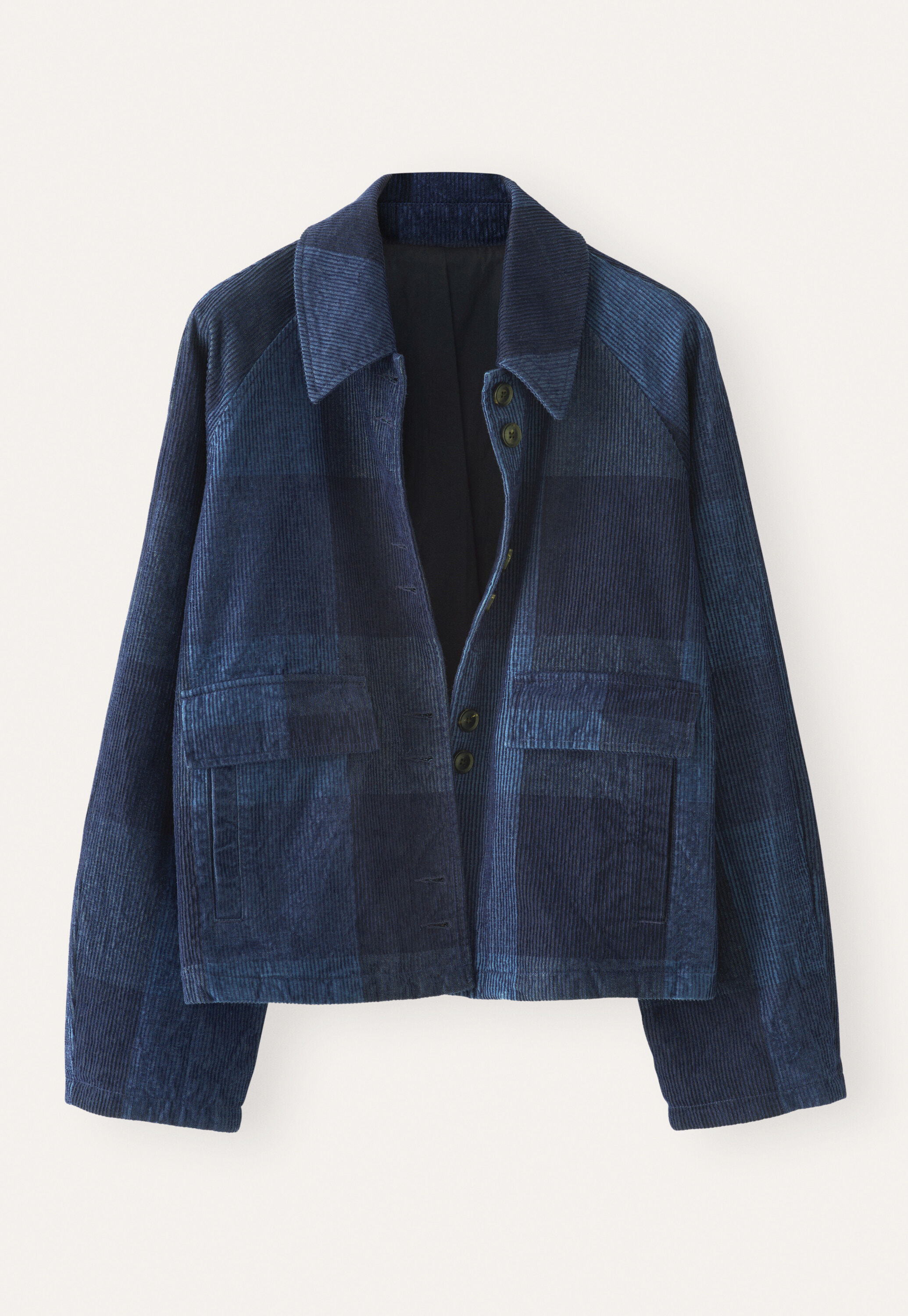 Karierte Cordjacke, Dunkles Indigo, large