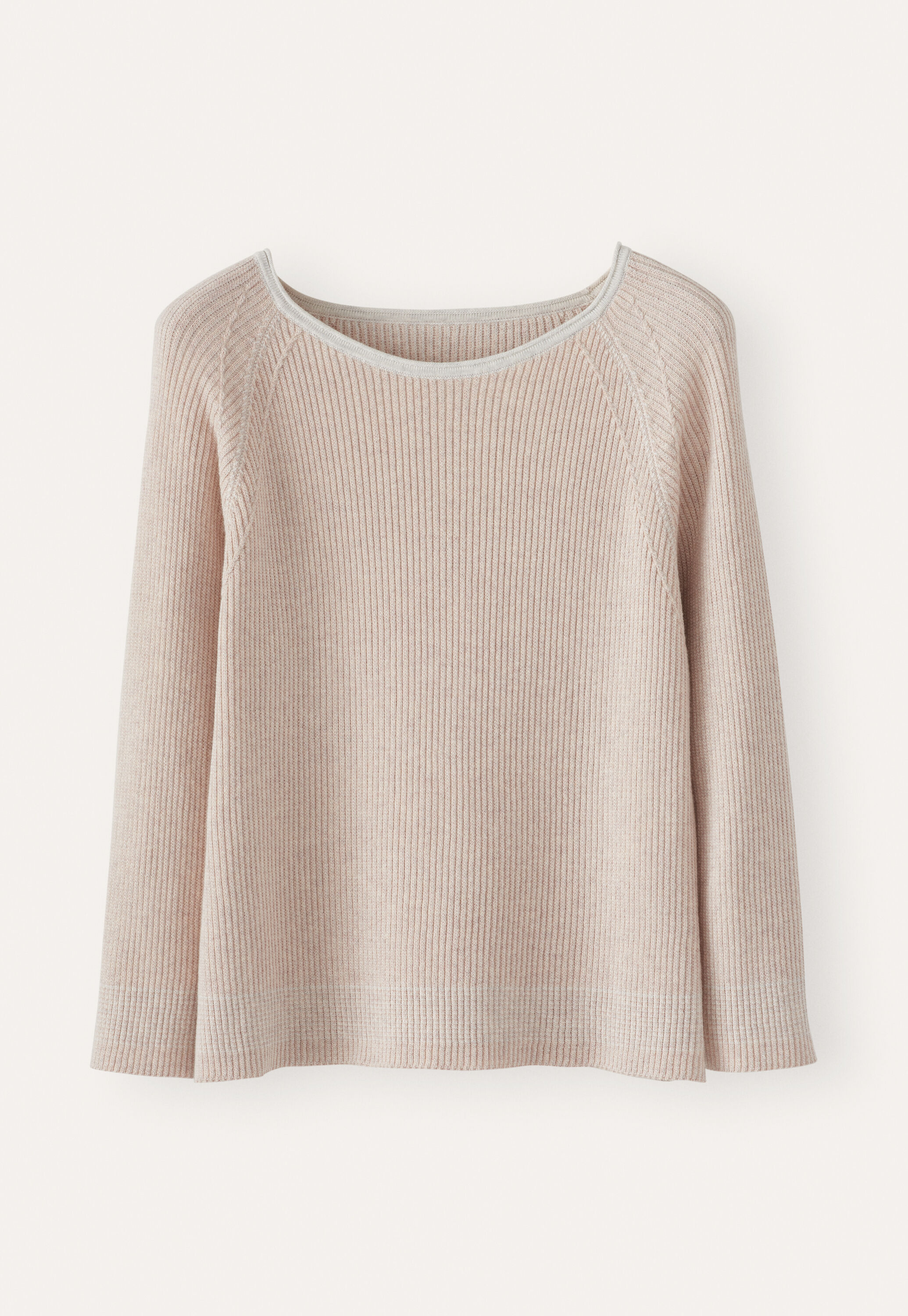 Zweifarbiger Rippstrick-Pullover