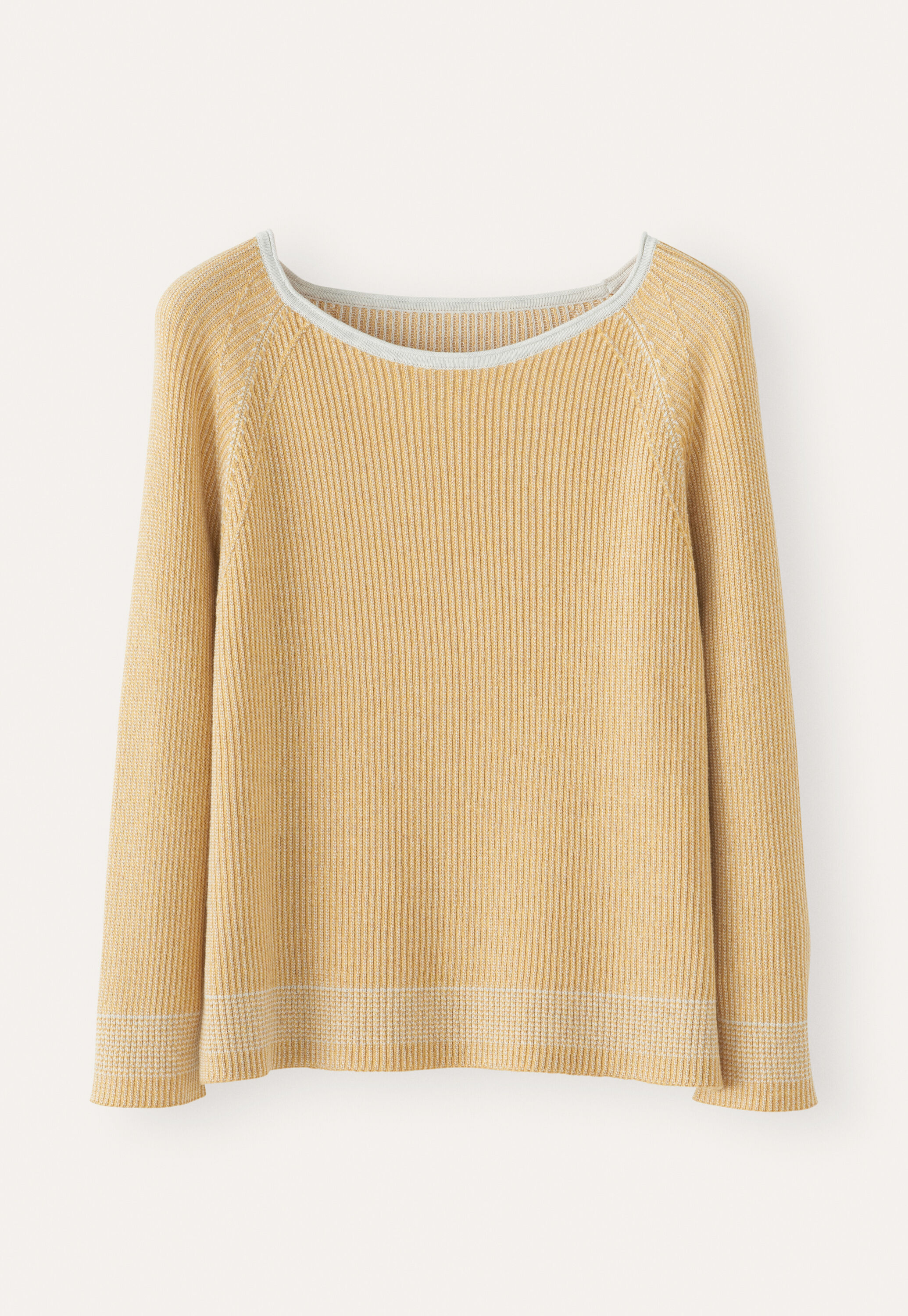 Zweifarbiger Rippstrick-Pullover