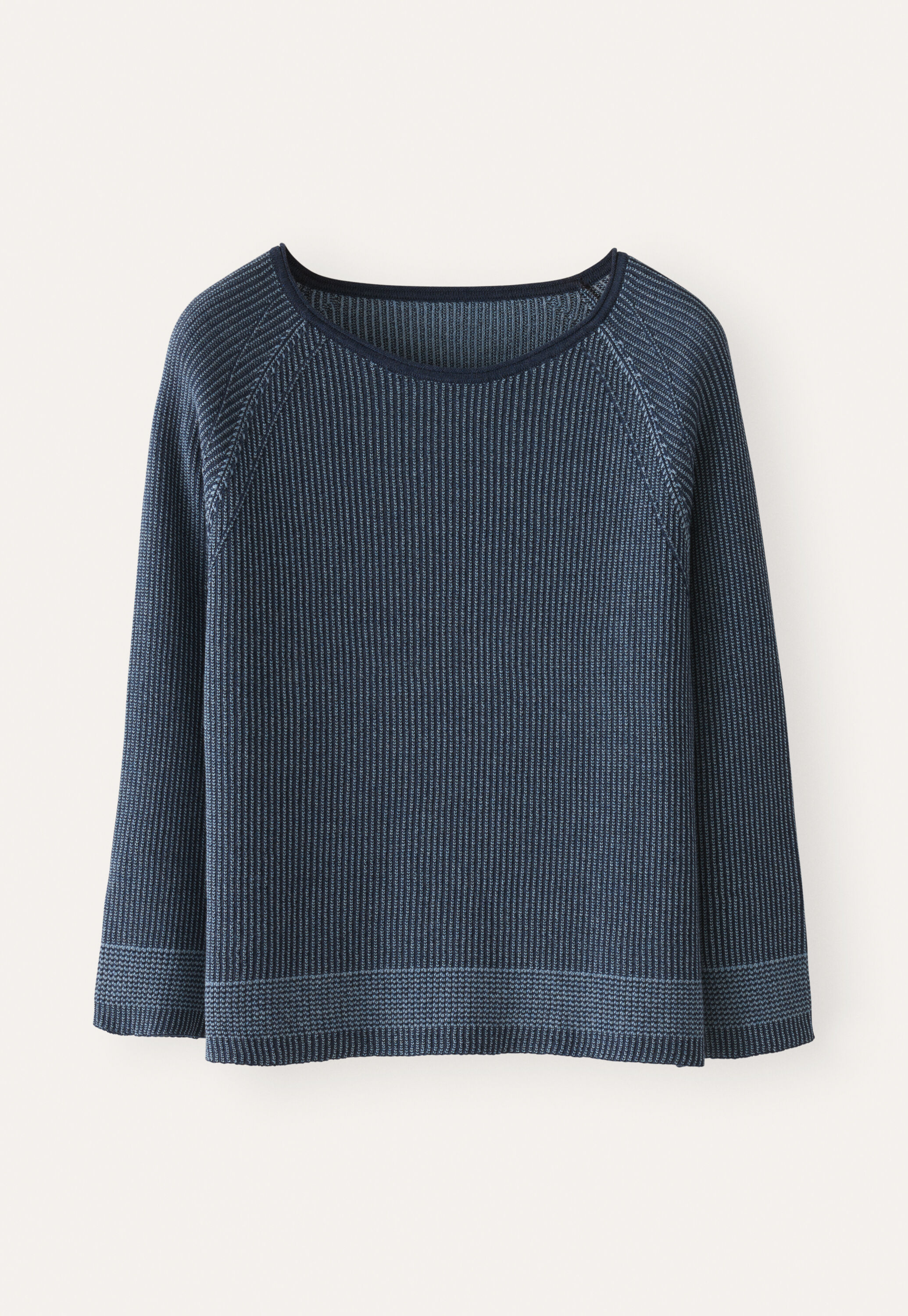 Zweifarbiger Rippstrick-Pullover