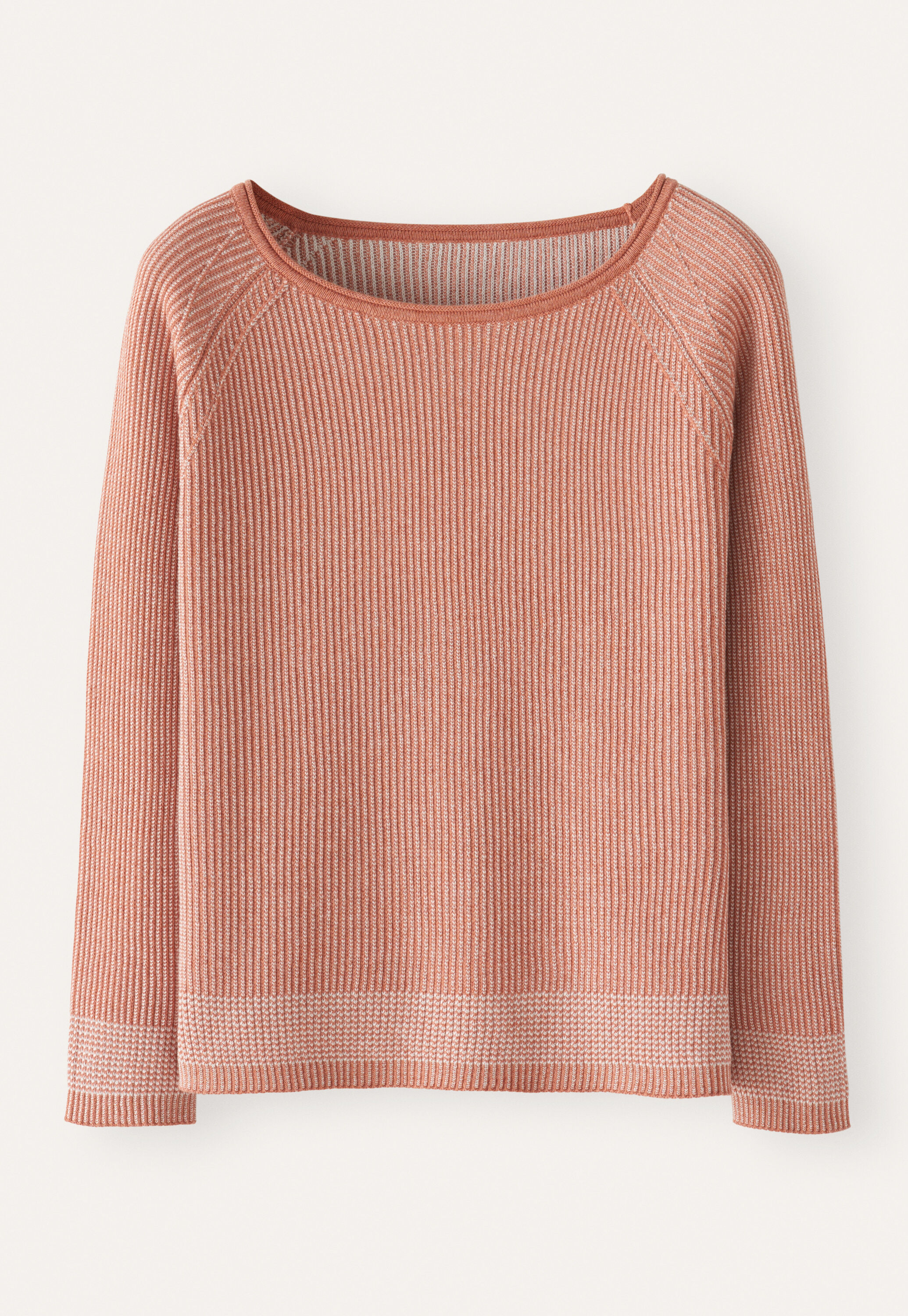 Zweifarbiger Rippstrick-Pullover