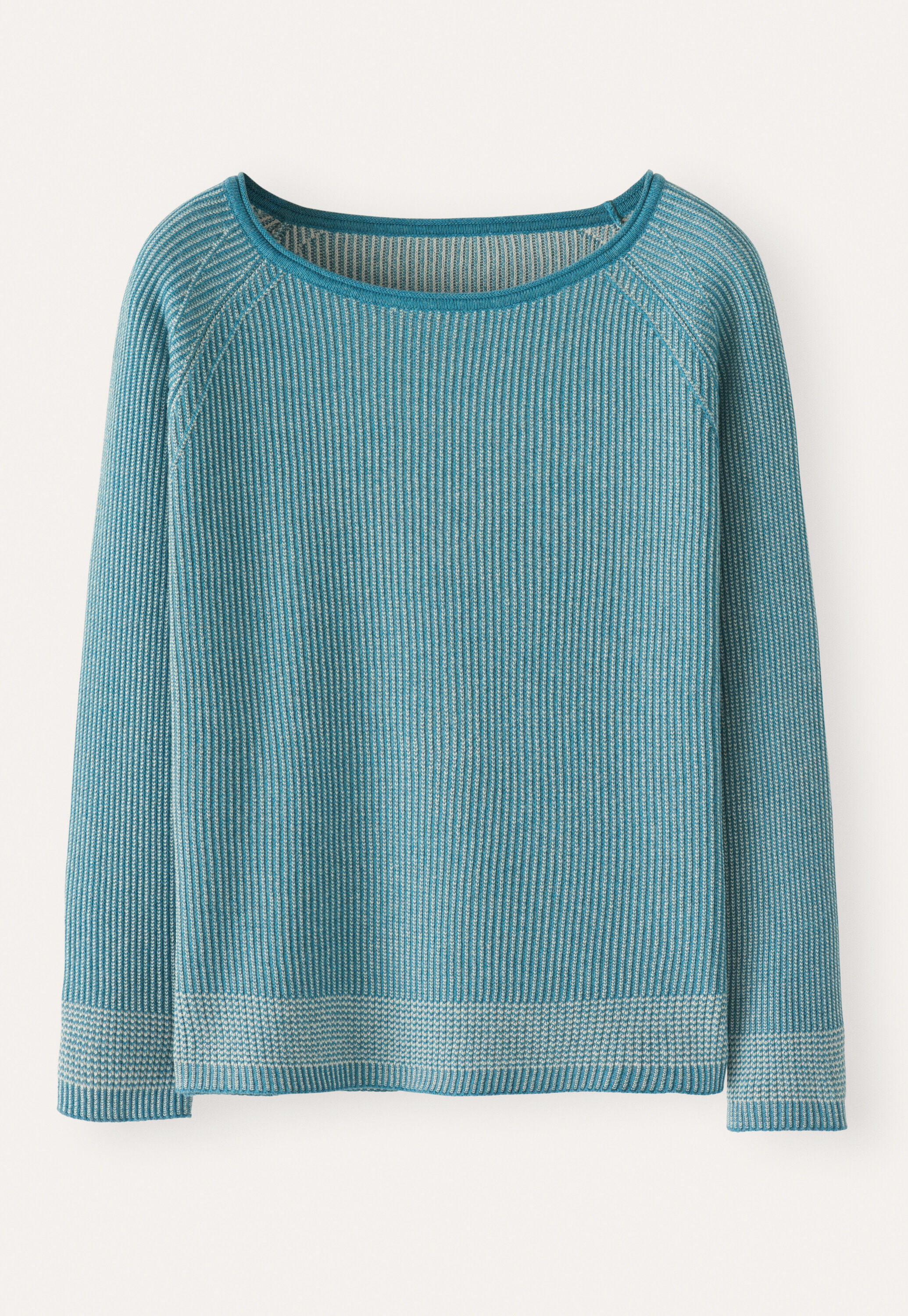 Zweifarbiger Rippstrick-Pullover
