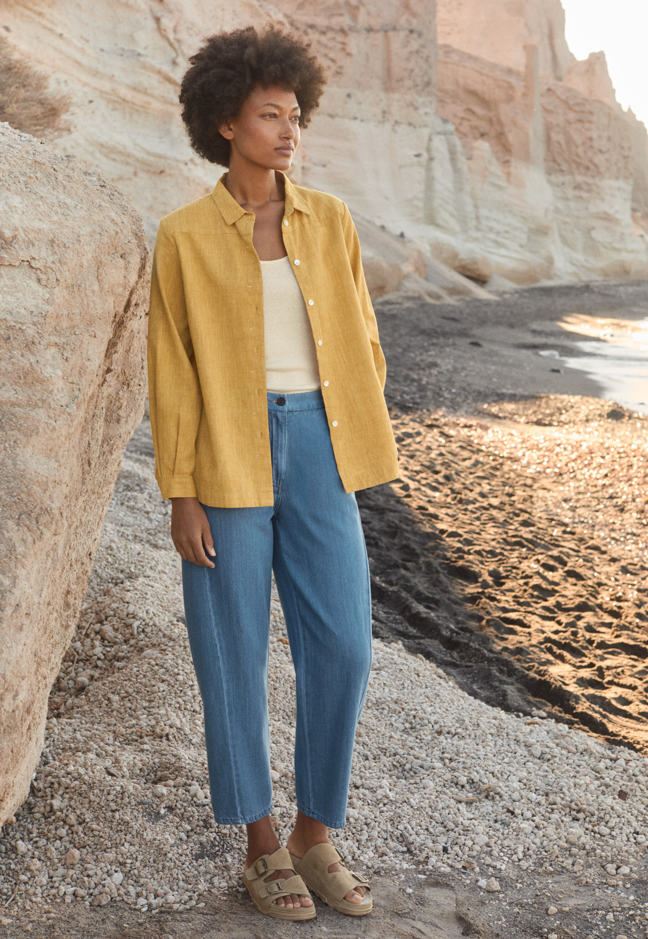 Overshirt mit geschwungenem Saum