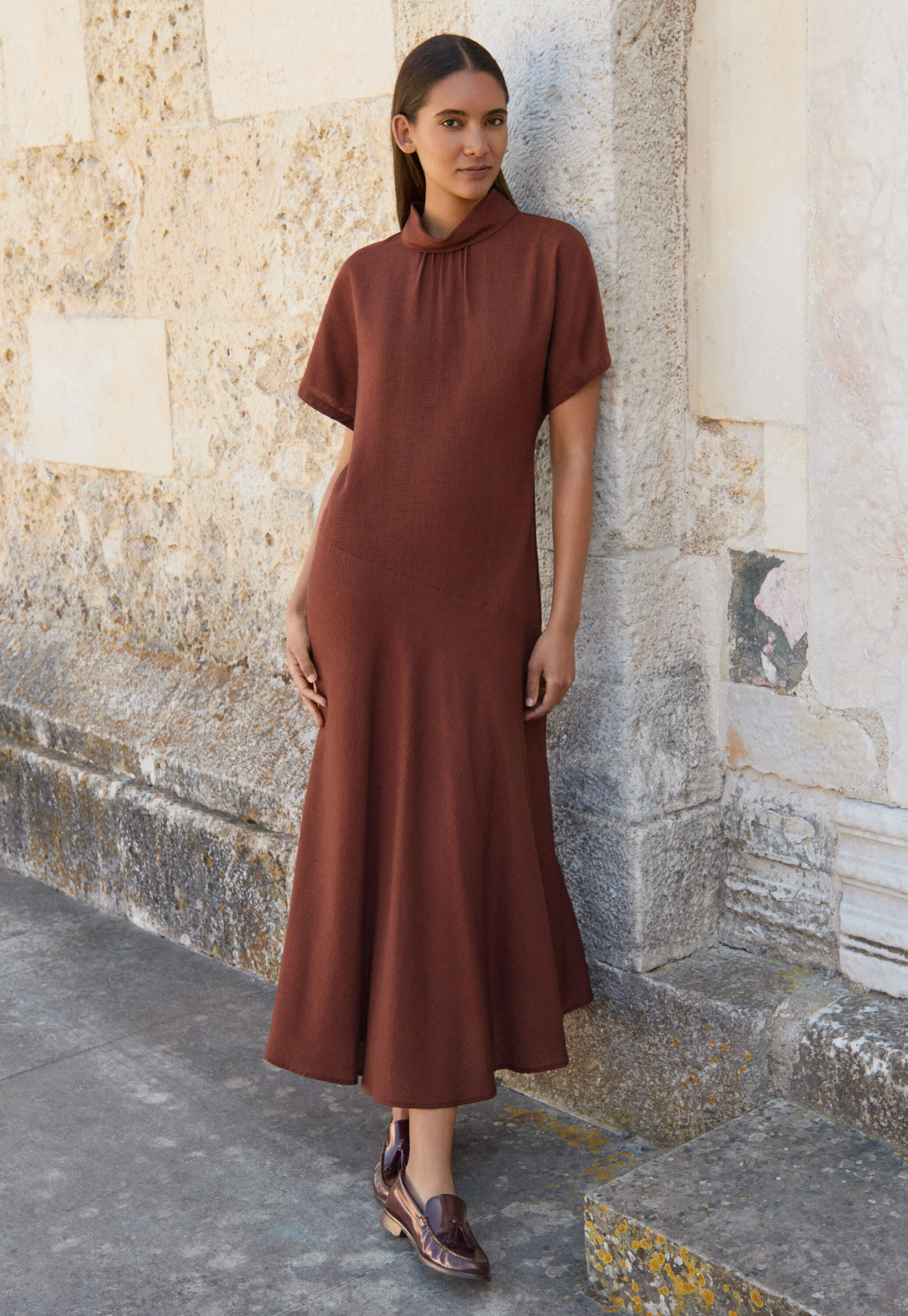 Kleid mit Hahnentrittmuster