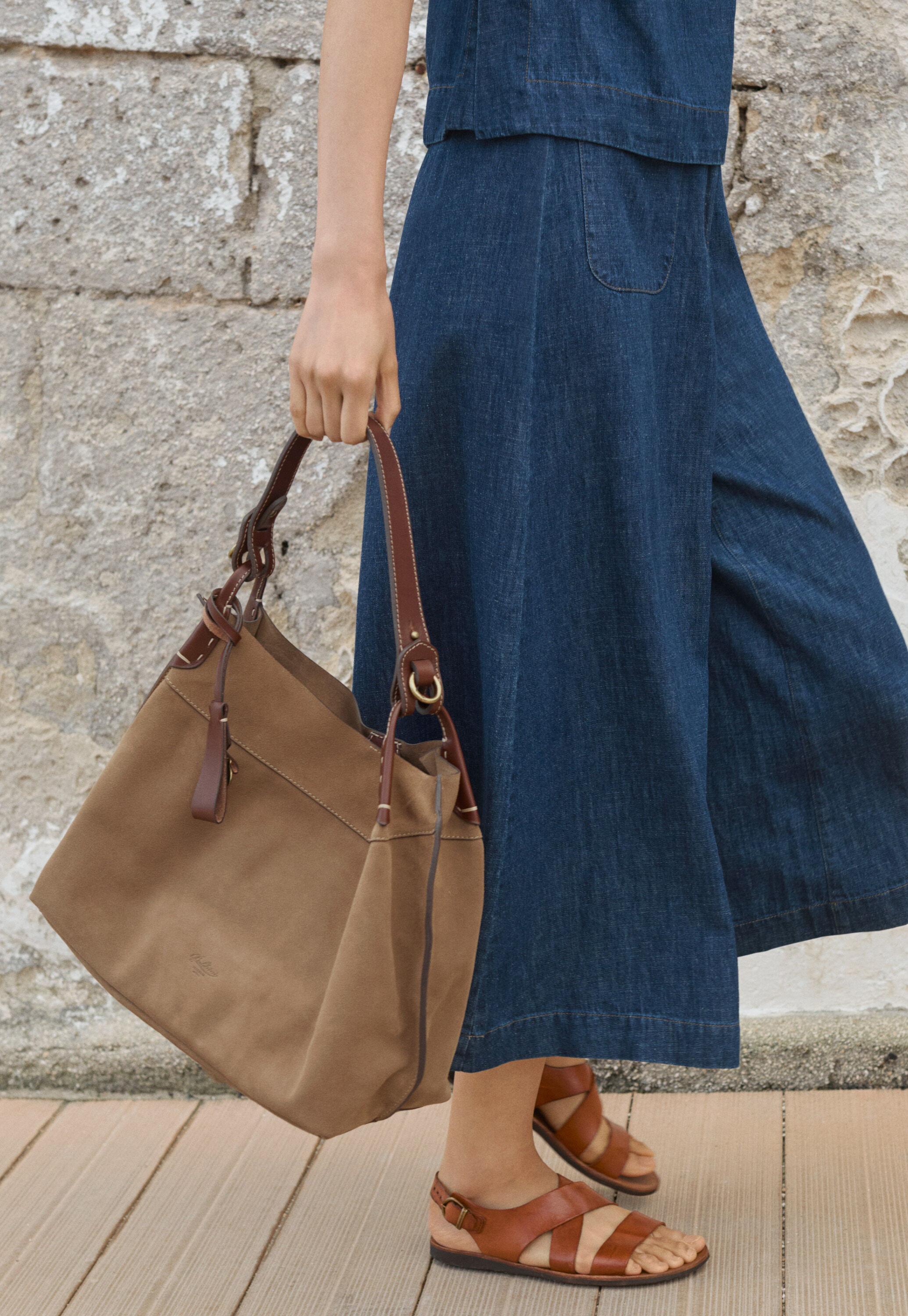 Indigo-gef&auml;rbte Culotte, Dunkles Denimblau, large