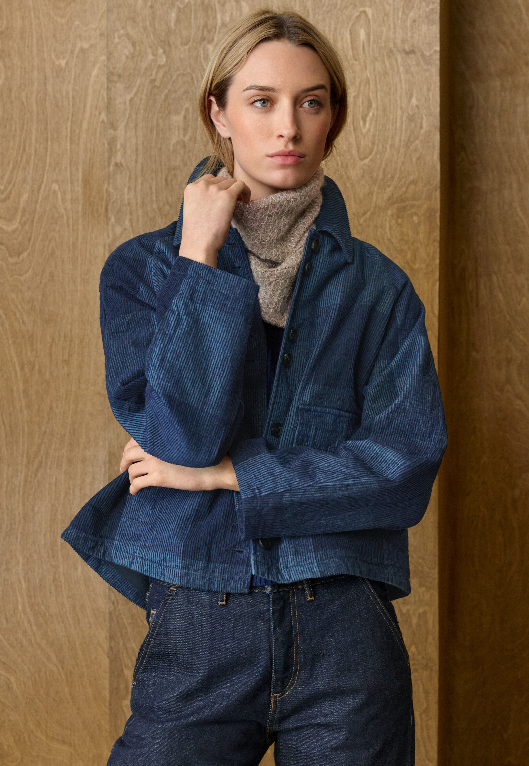 Karierte Cordjacke