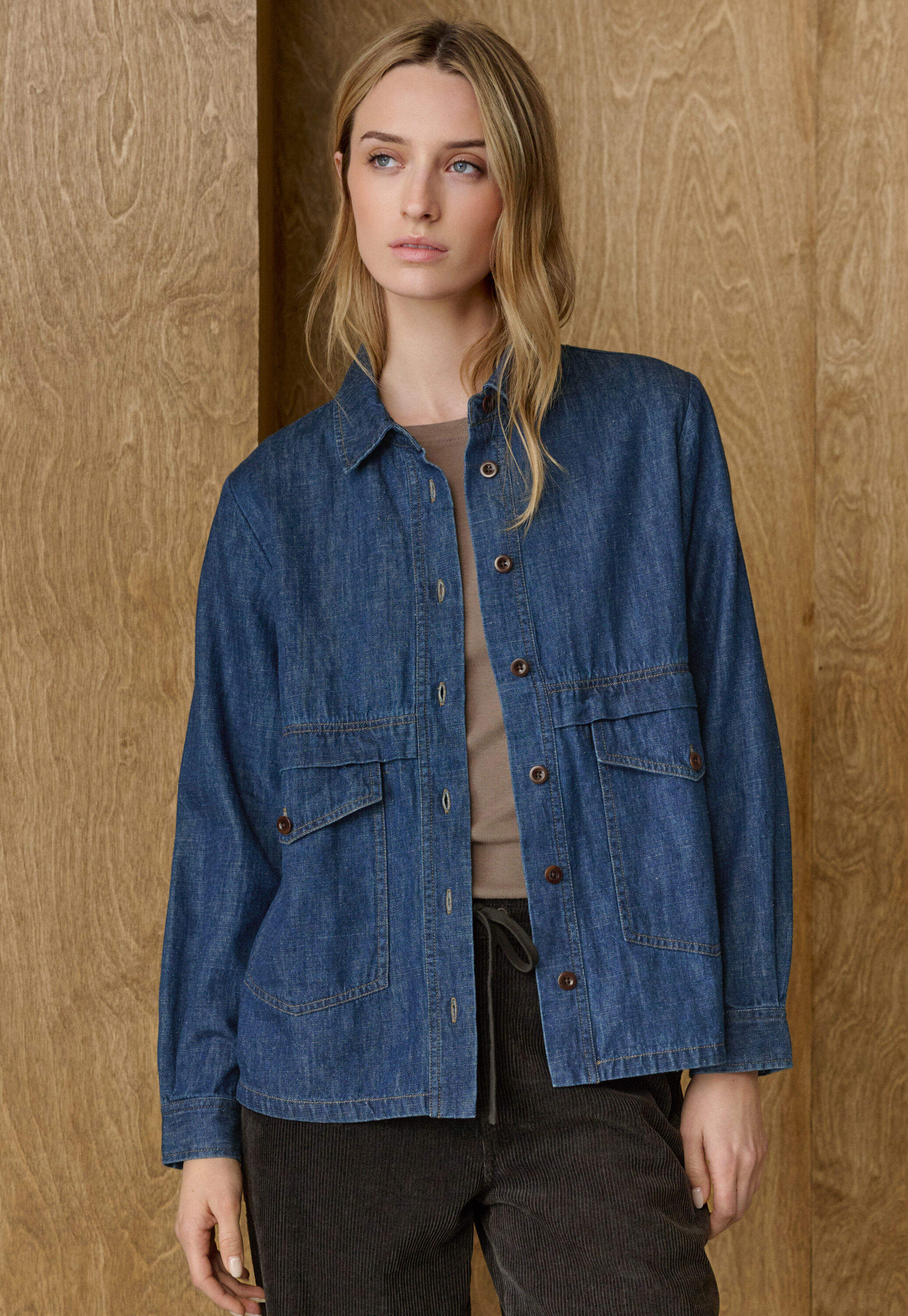 Indigo-gef&auml;rbtes Overshirt, Dunkles Denimblau, large
