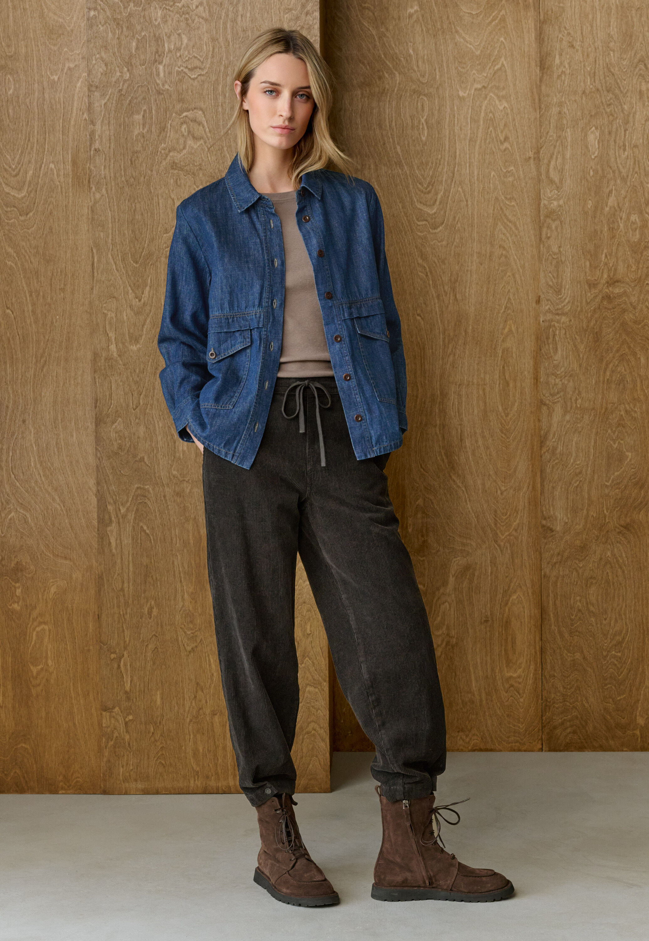 Indigo-gef&auml;rbtes Overshirt, Dunkles Denimblau, large