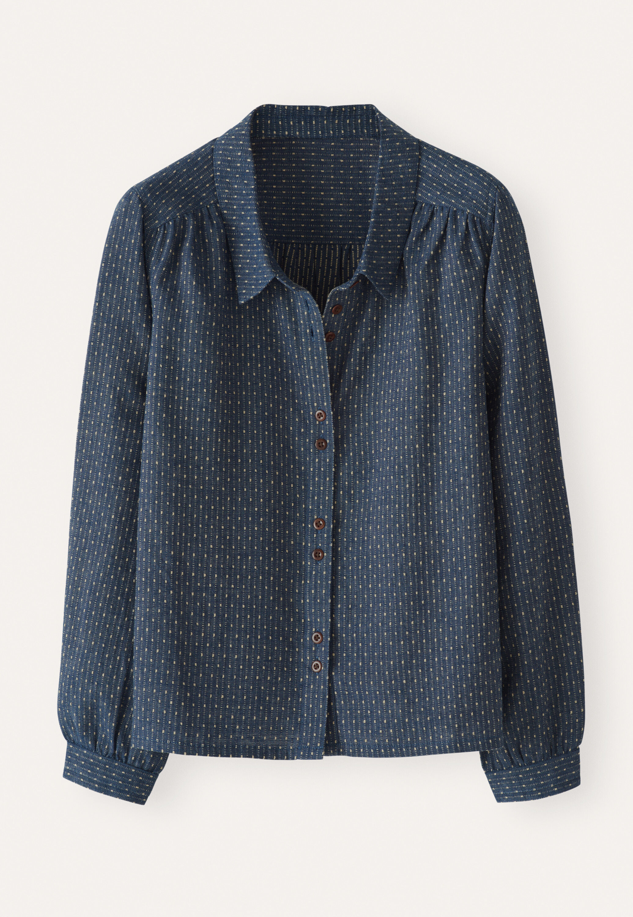 Bluse in Strichmuster-Webung, Zartes Indigo, large