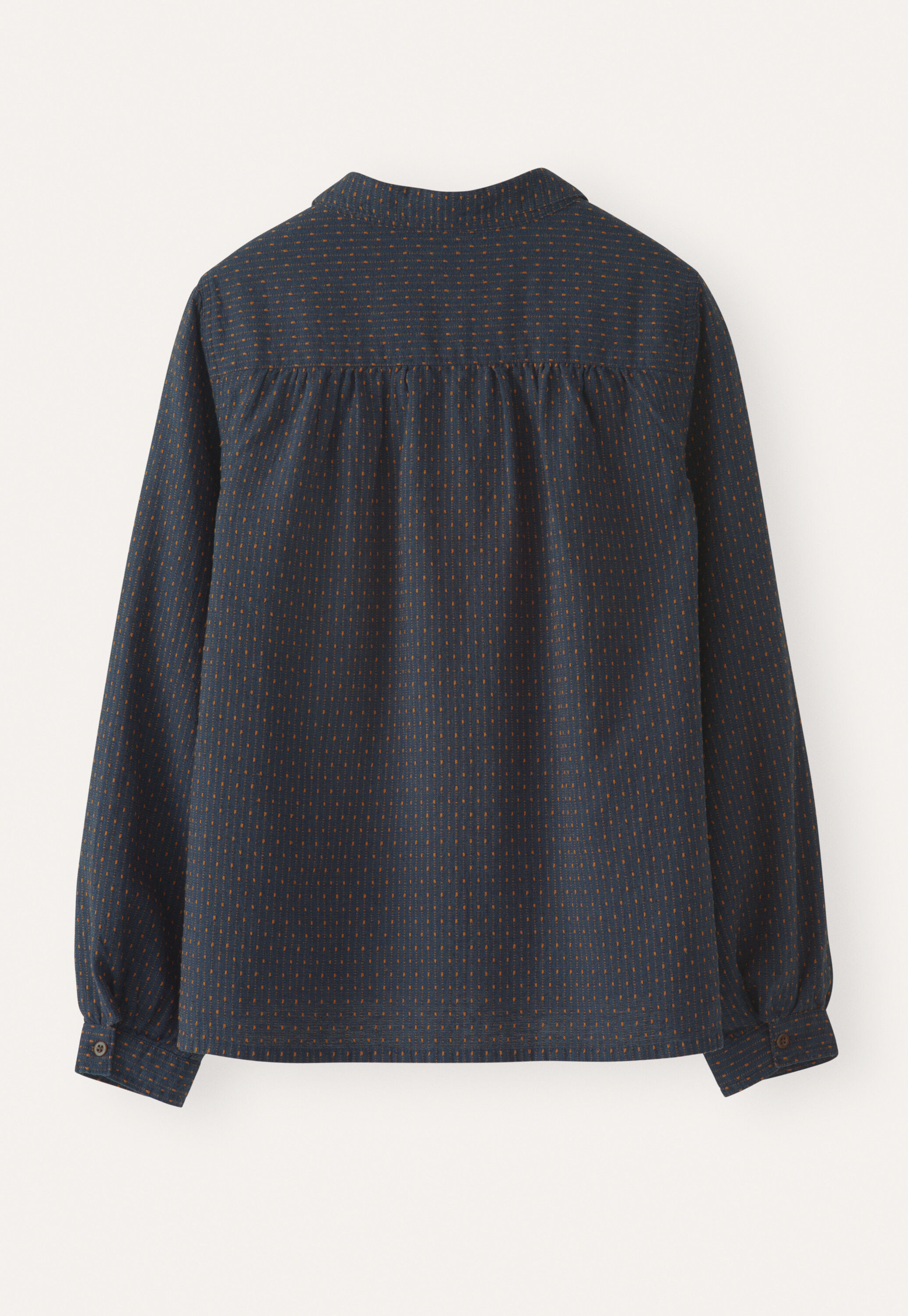 Bluse in Strichmuster-Webung, Petrol/Rost, large