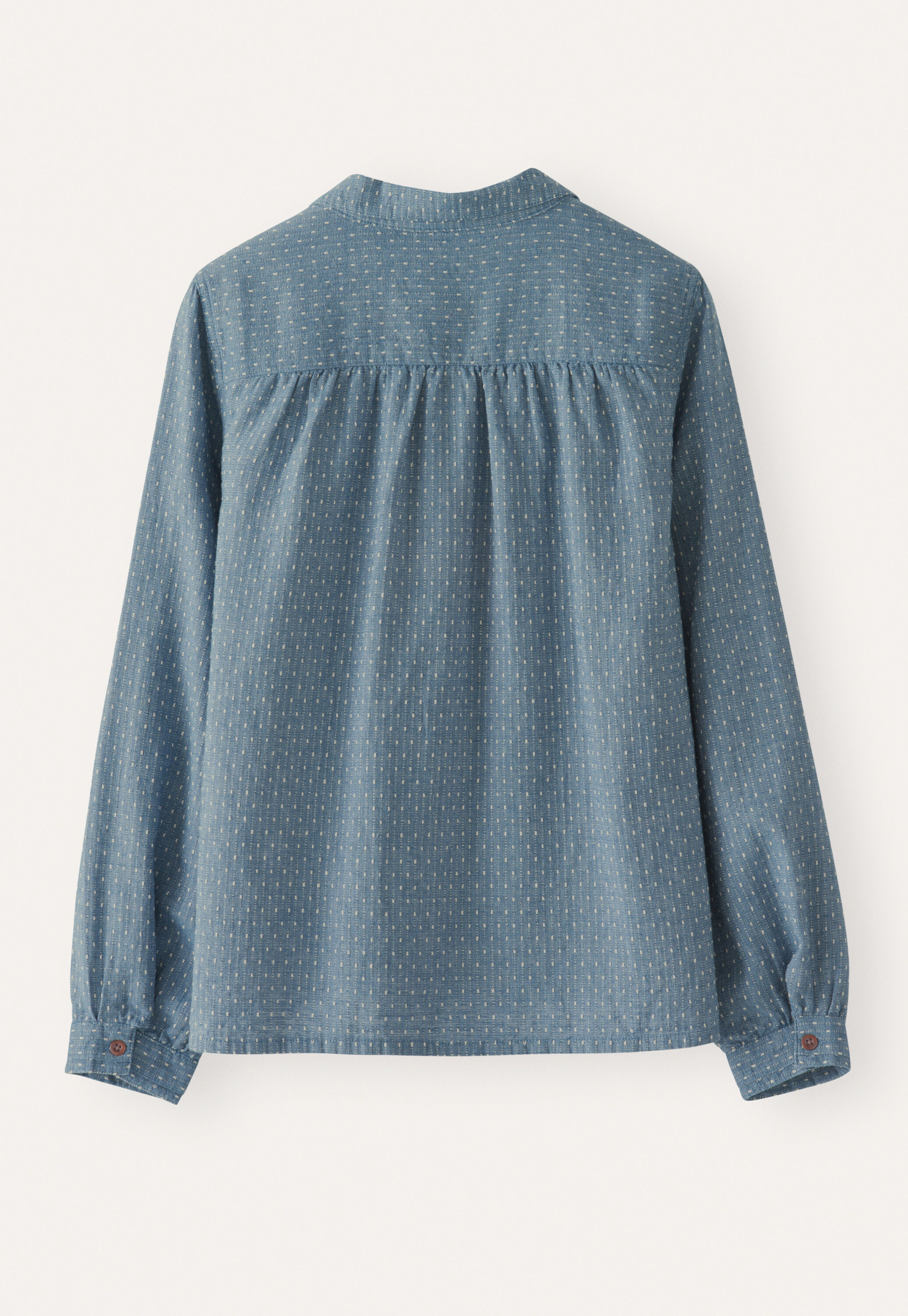 Bluse in Strichmuster-Webung, Blasses Denimblau, large