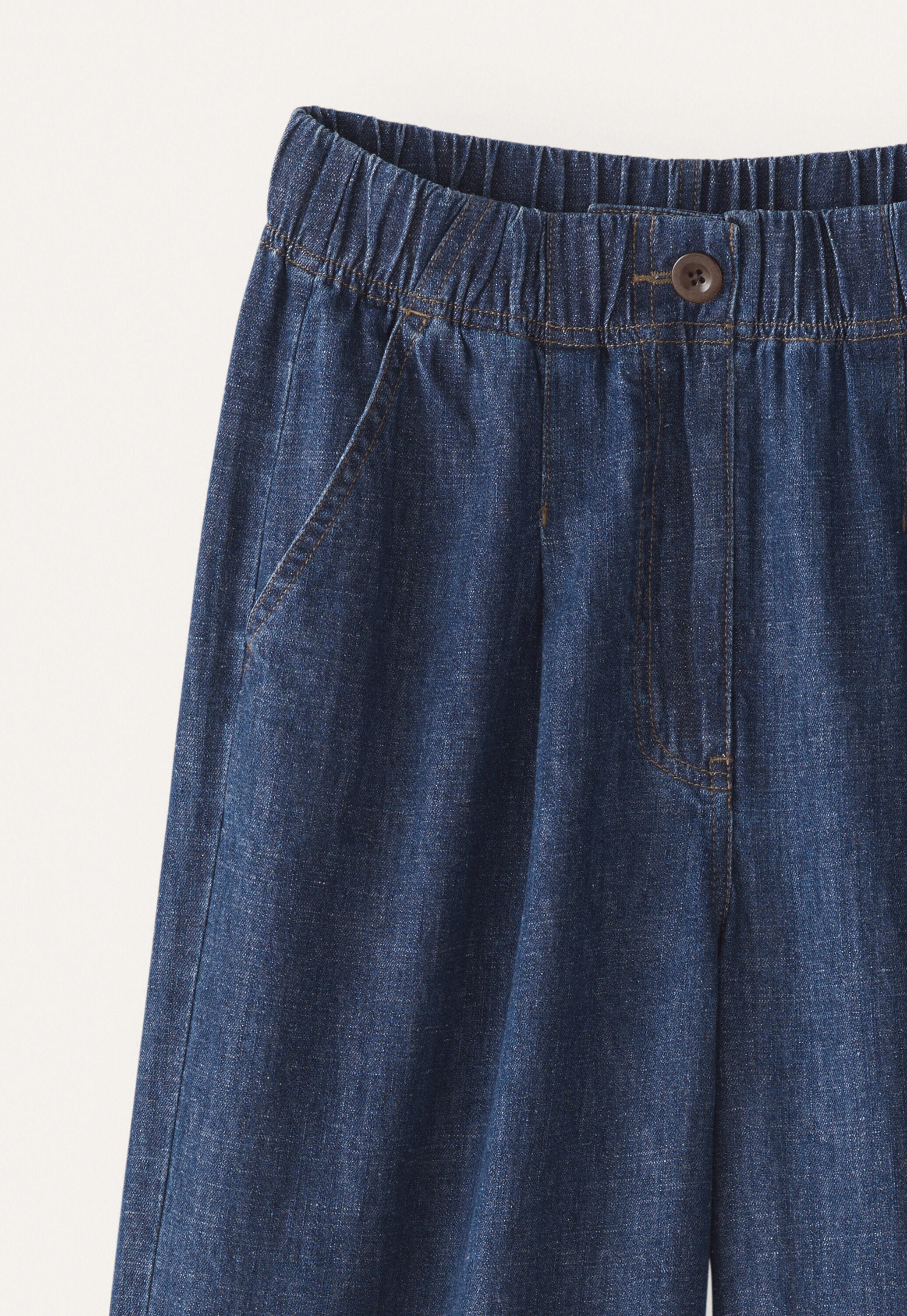 Indigo-gef&auml;rbte weite Hose, Dunkles Denimblau, large