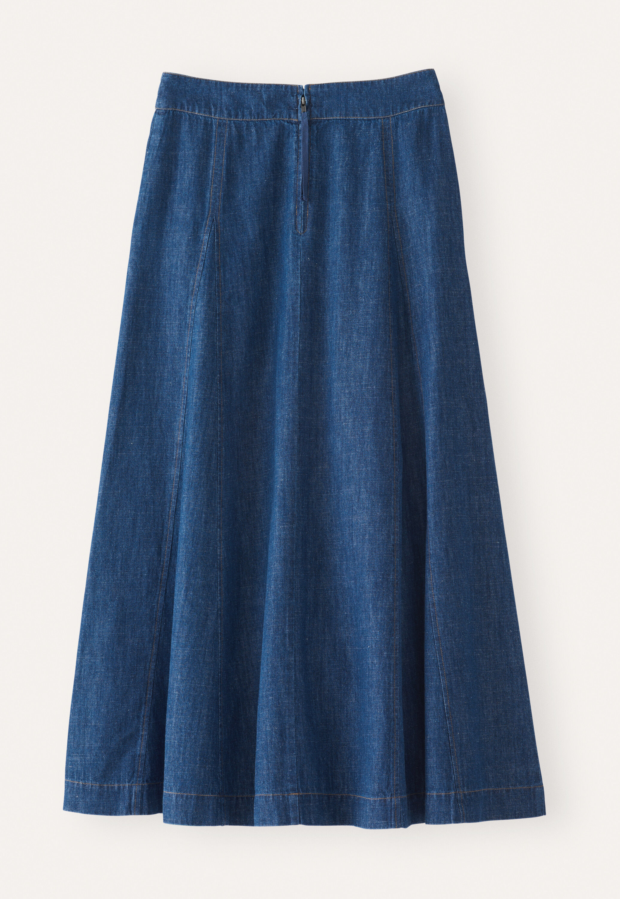 Indigo-gef&auml;rbter Rock mit Godets, Dunkles Denimblau, large