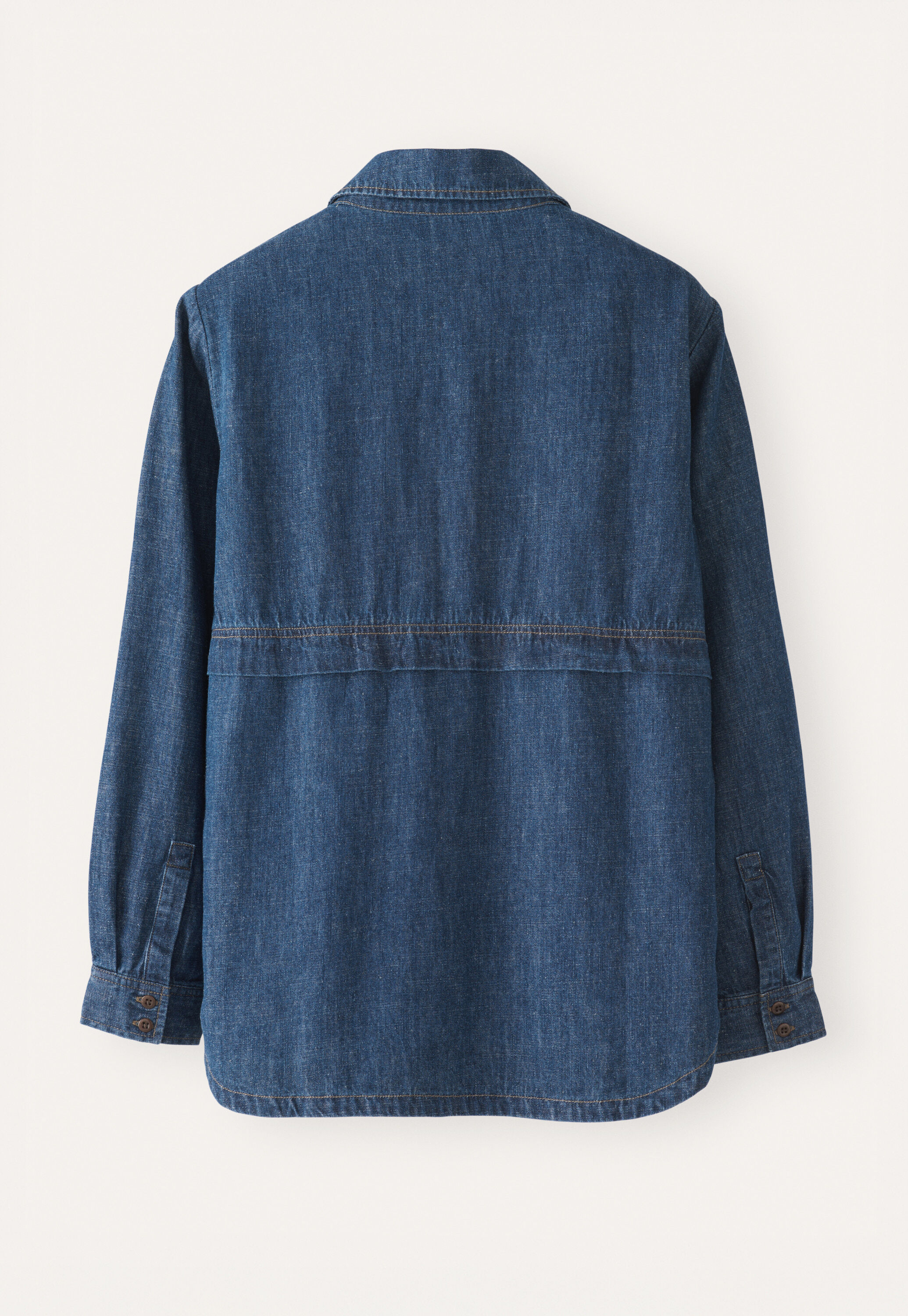 Indigo-gef&auml;rbtes Overshirt, Dunkles Denimblau, large