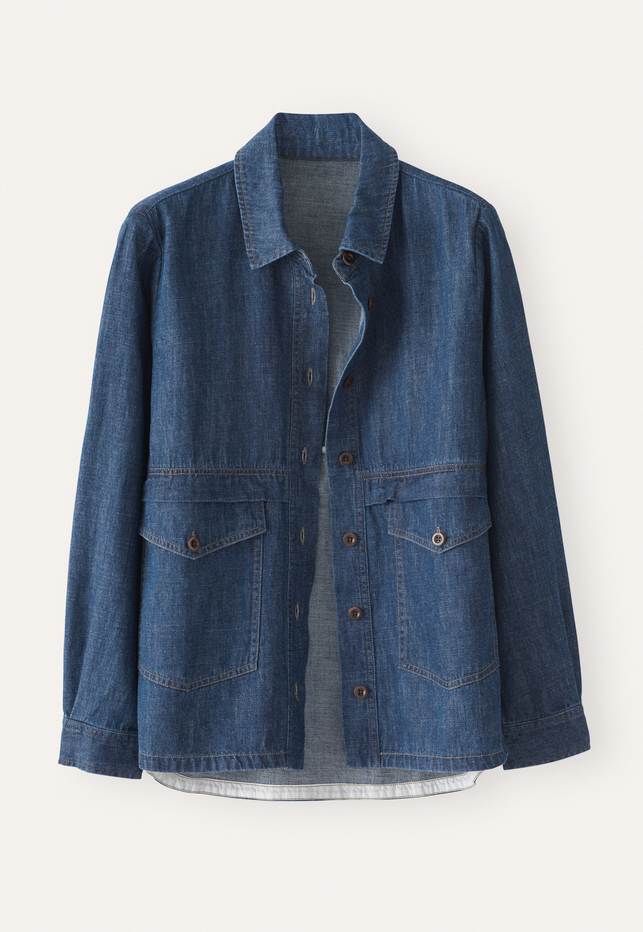Indigo-gef&auml;rbtes Overshirt, Dunkles Denimblau, large