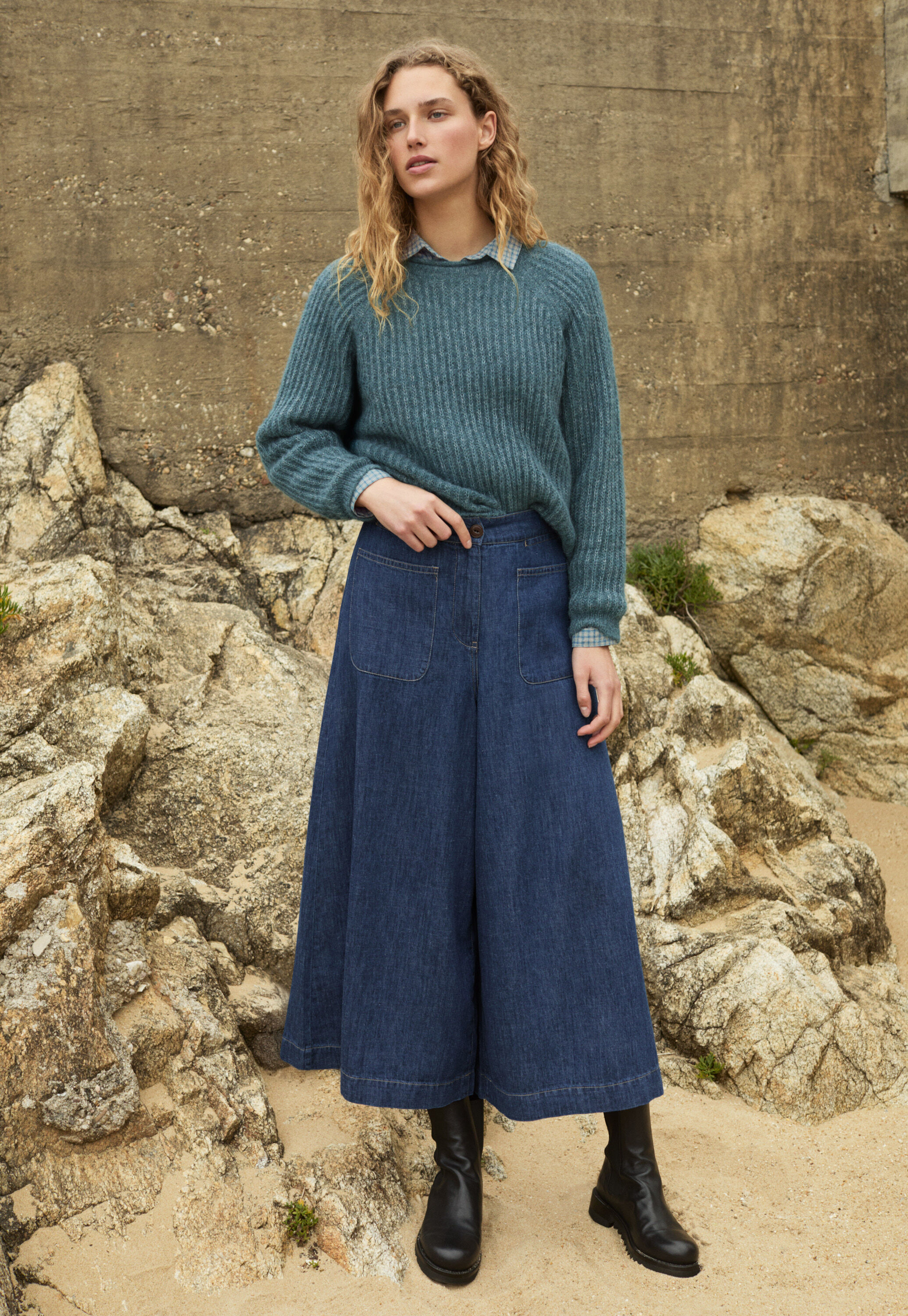 Indigo-gef&auml;rbte Culottes