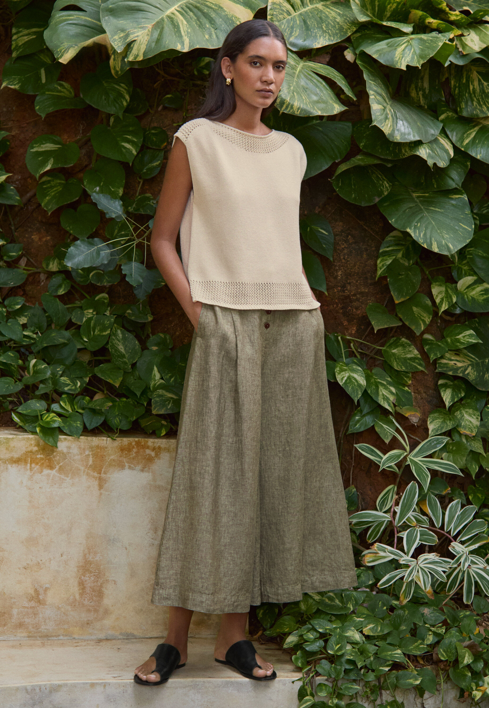 Culotte mit Faltenfront