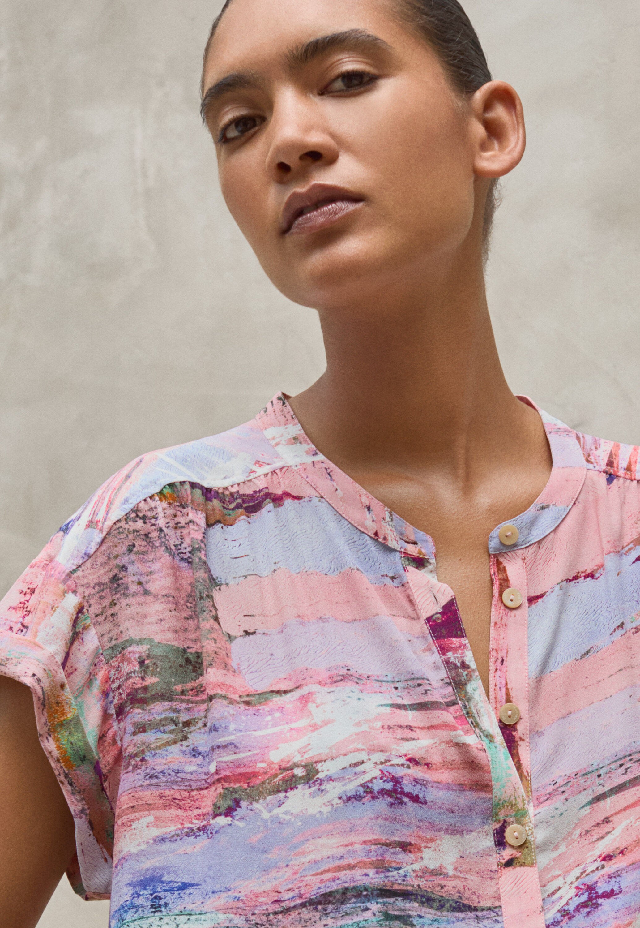Bedruckte, kastige Bluse