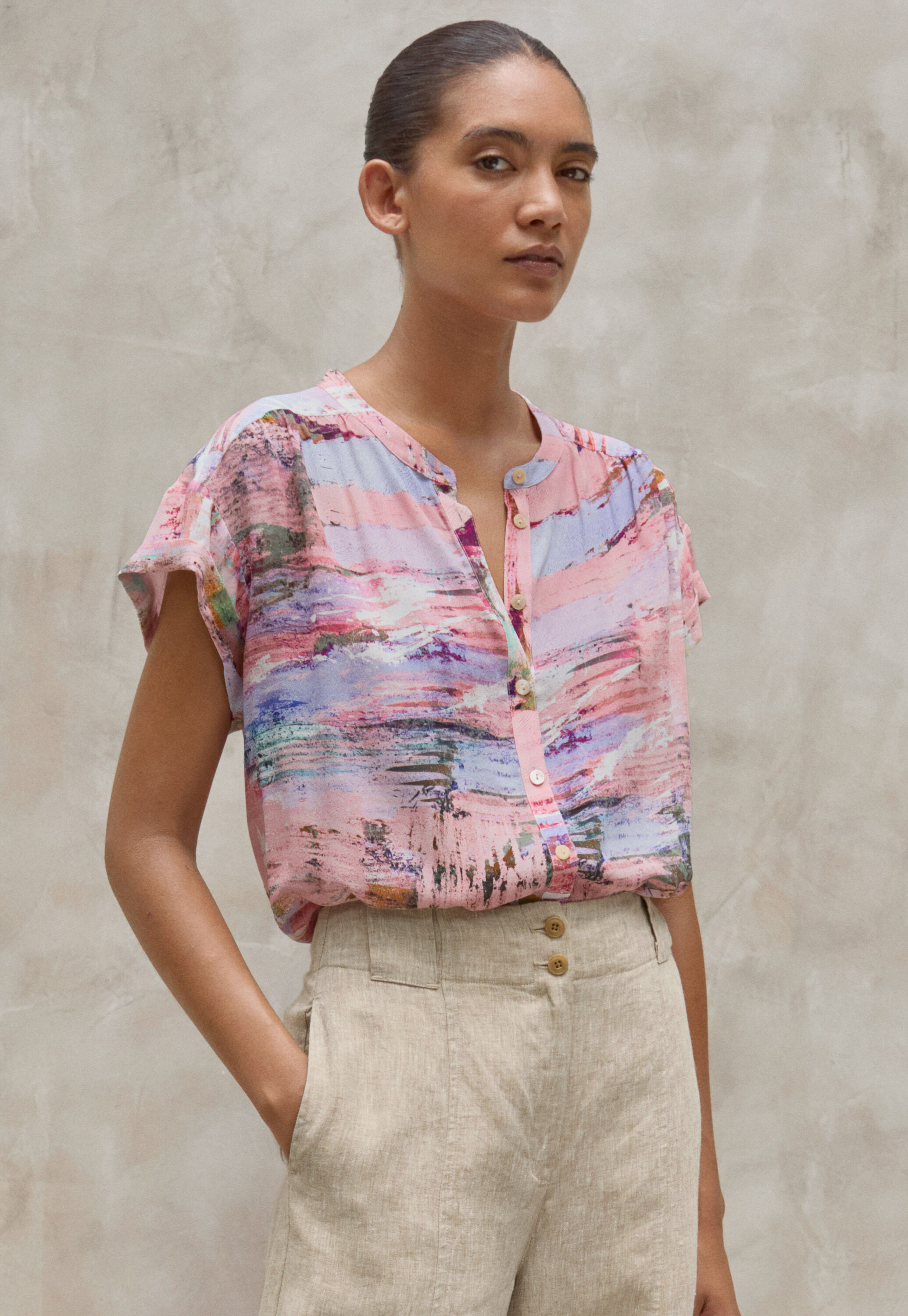 Bedruckte, kastige Bluse