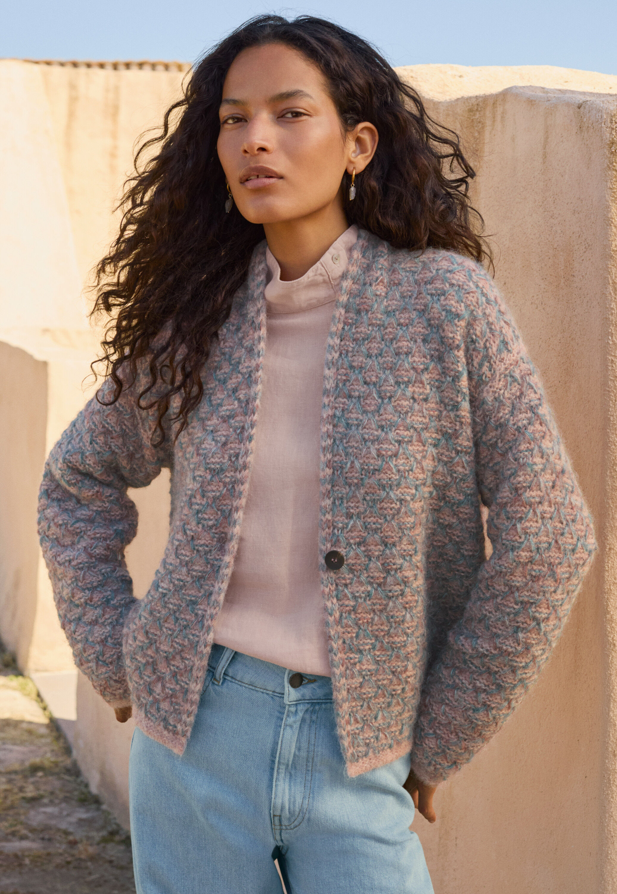 Wabenmuster-Cardigan