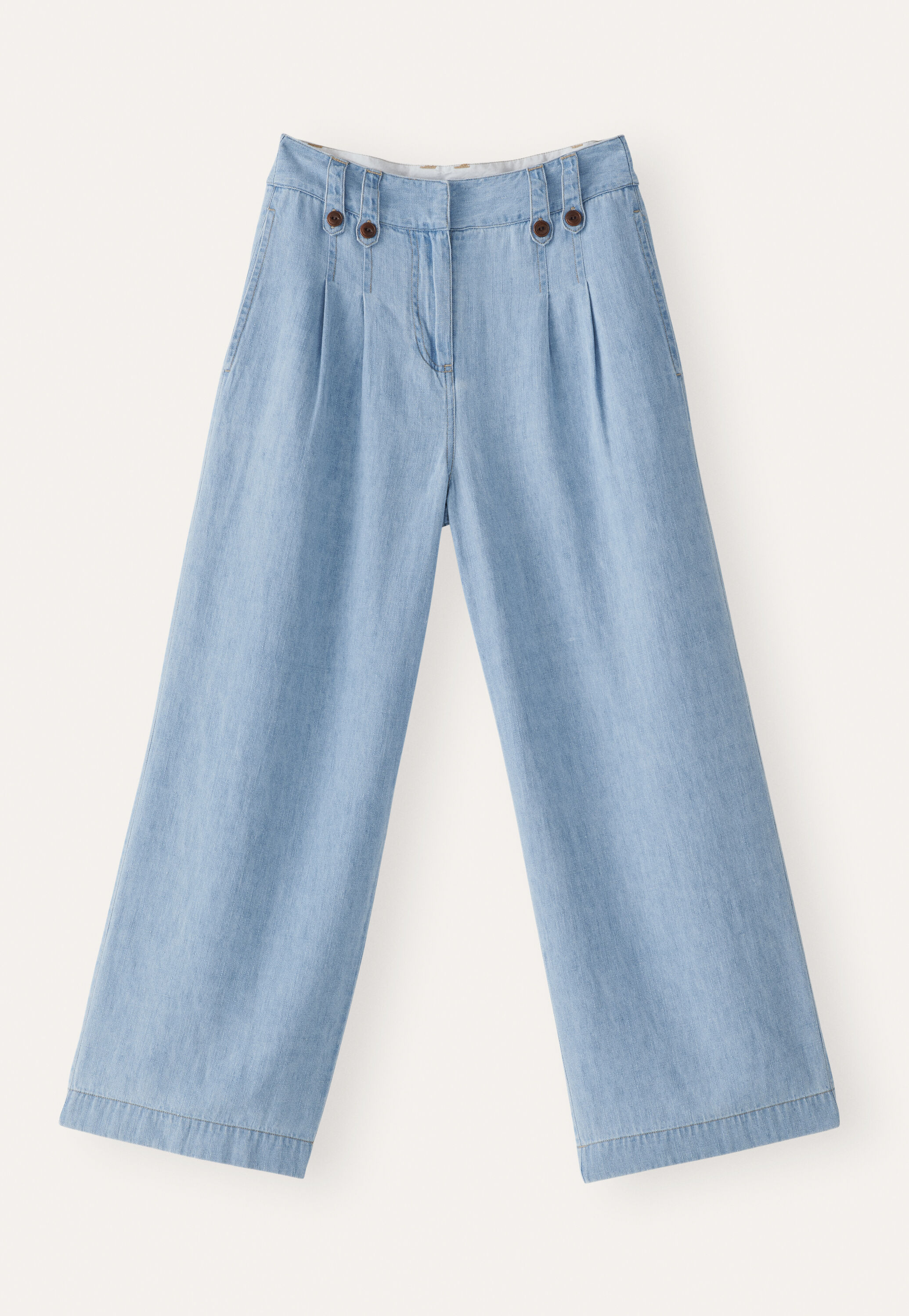 Indigo-gef&auml;rbte, k&uuml;rzer geschnittene Hose