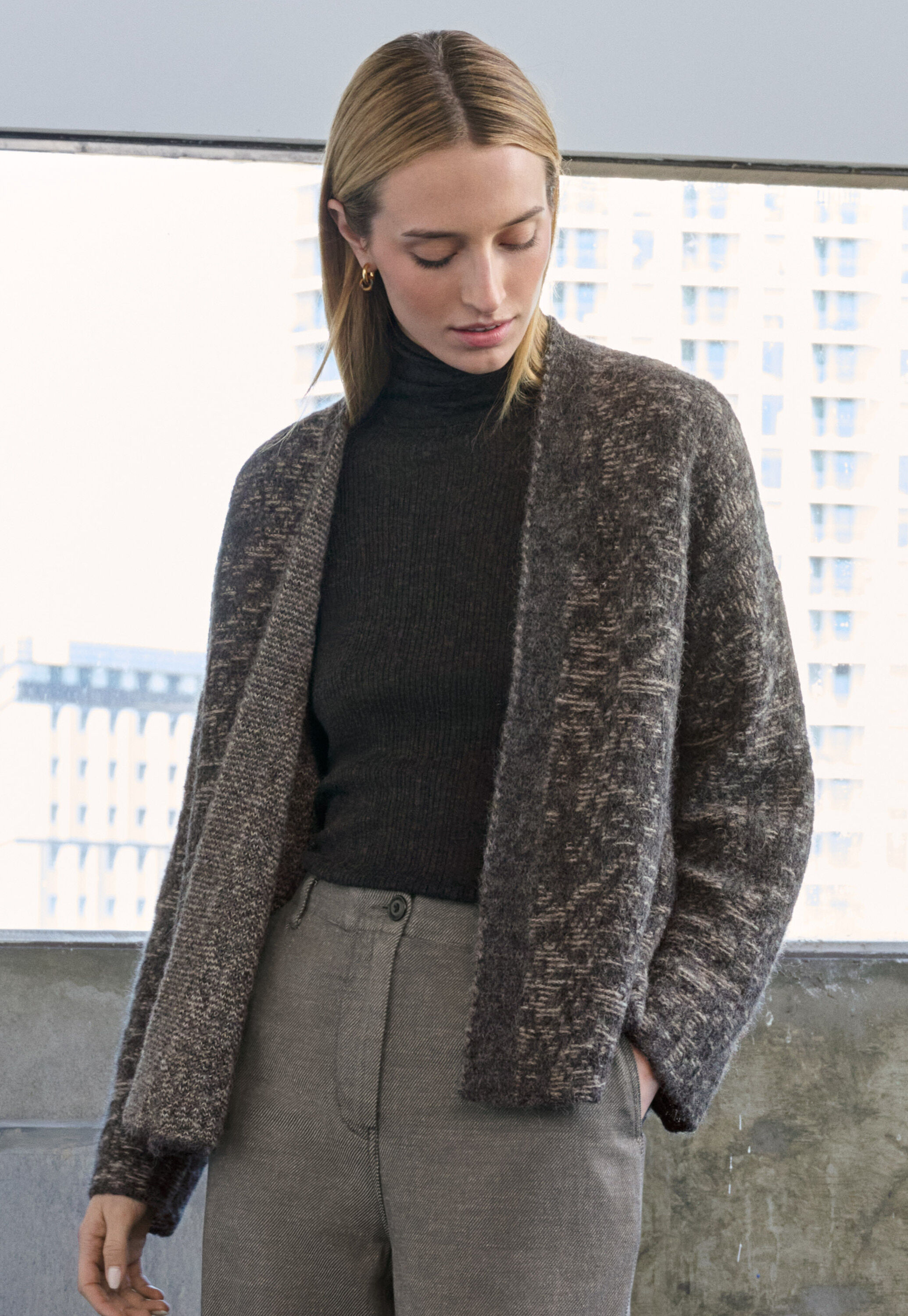Kimono-Cardigan im Spitzenmuster