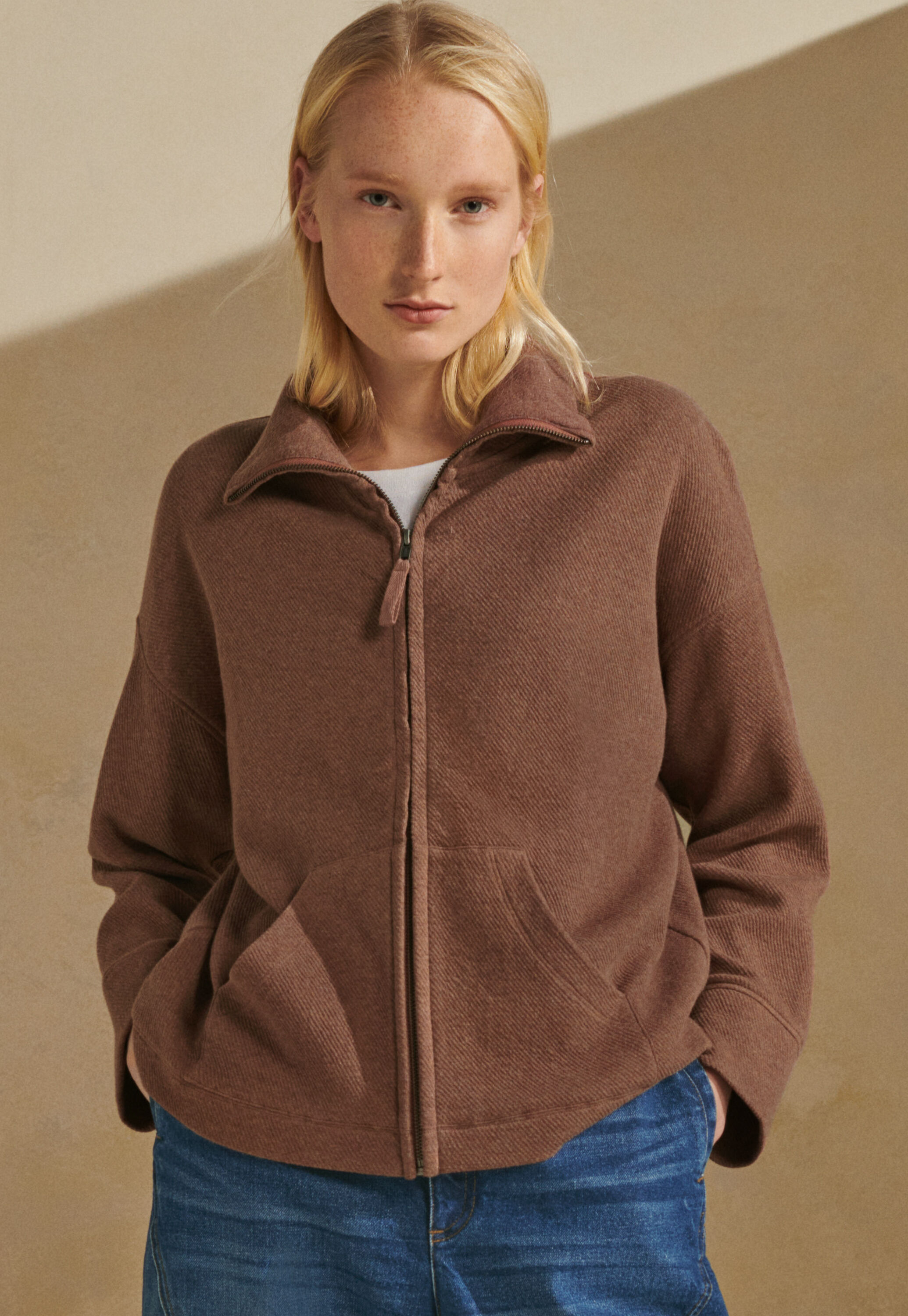 Jersey-Jacke mit Frontrei&szlig;verschluss