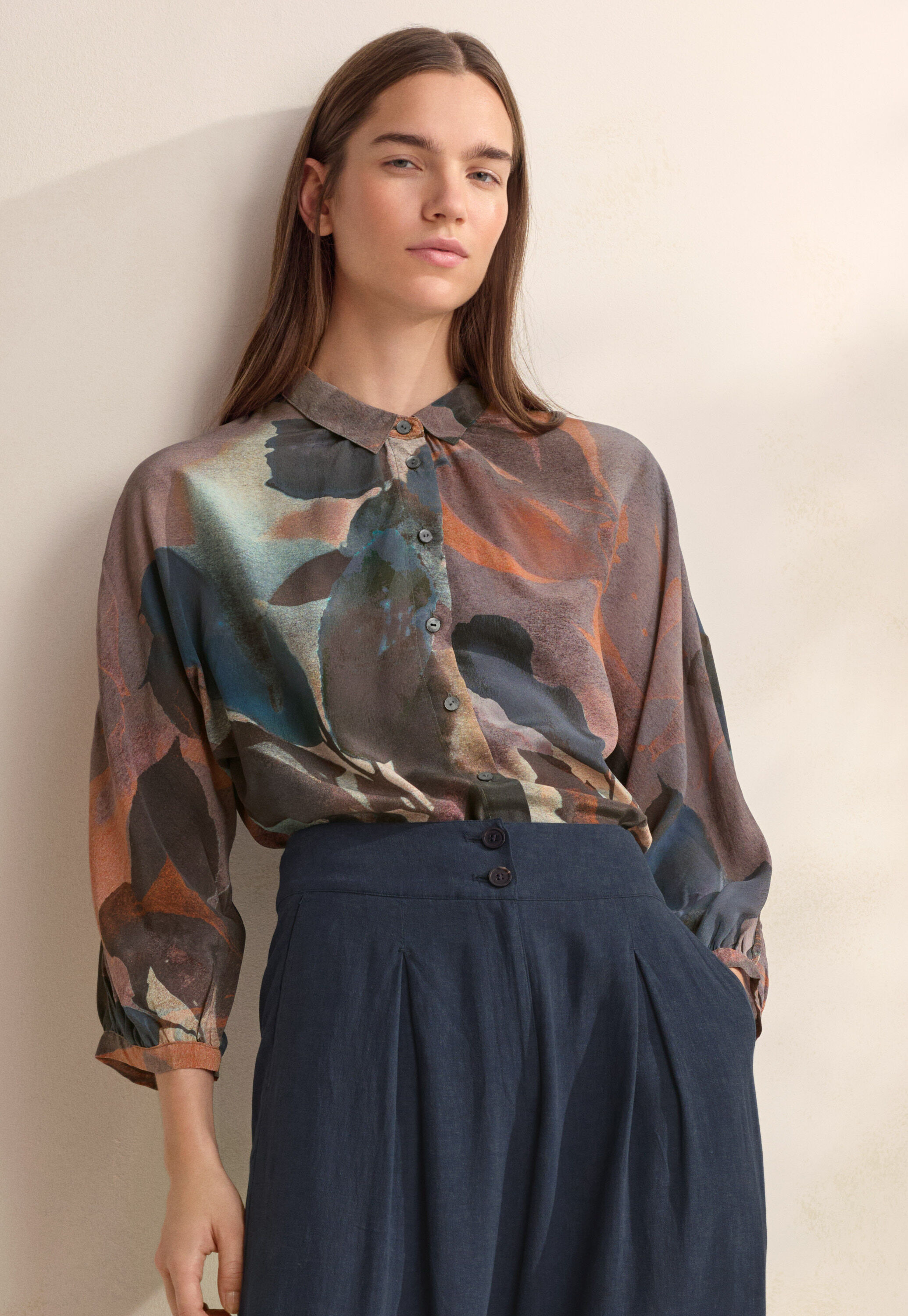 Print-Bluse mit angeschnittenen &Auml;rmeln