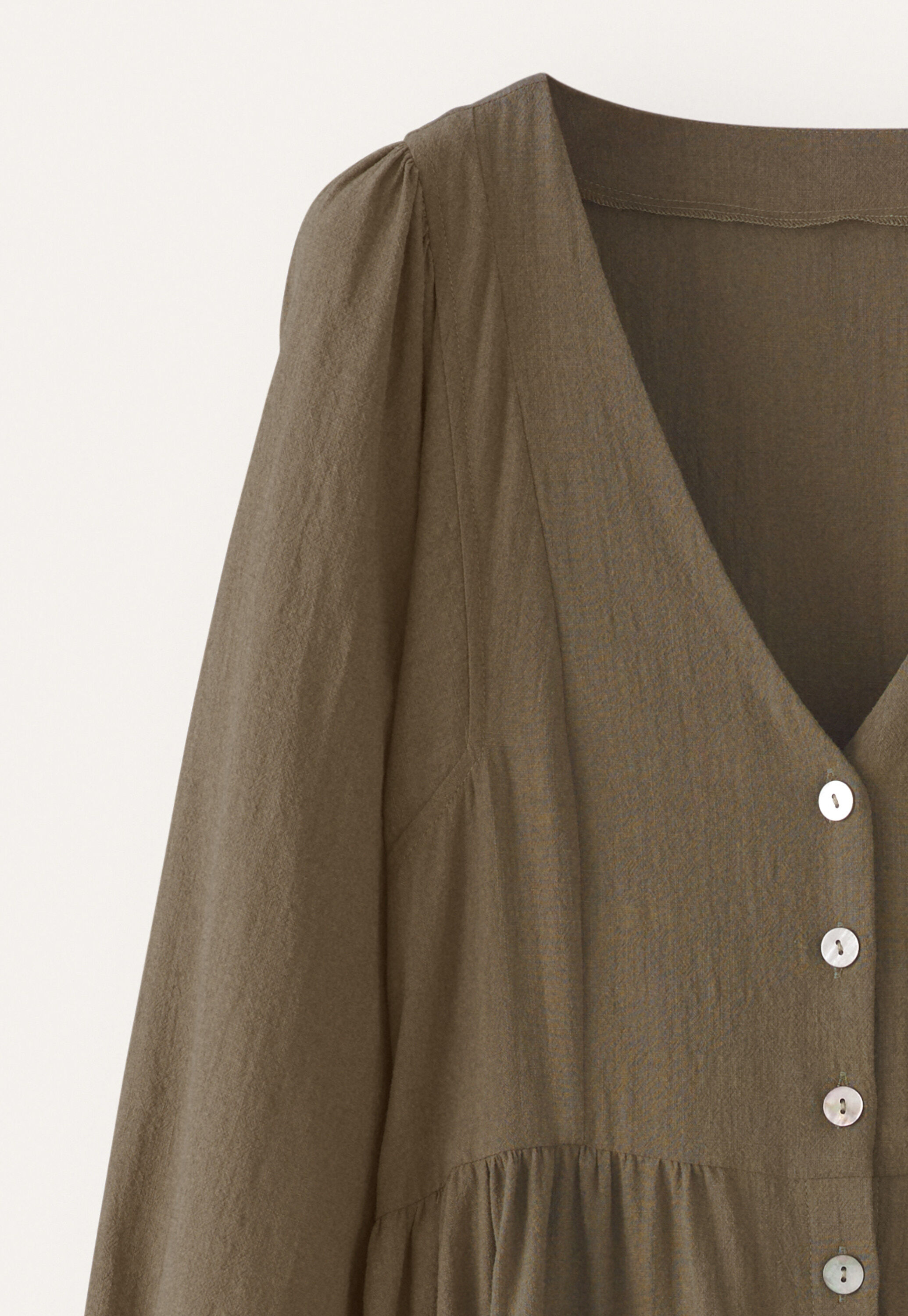 Kleid mit gerafften &Auml;rmeln, Khaki, large