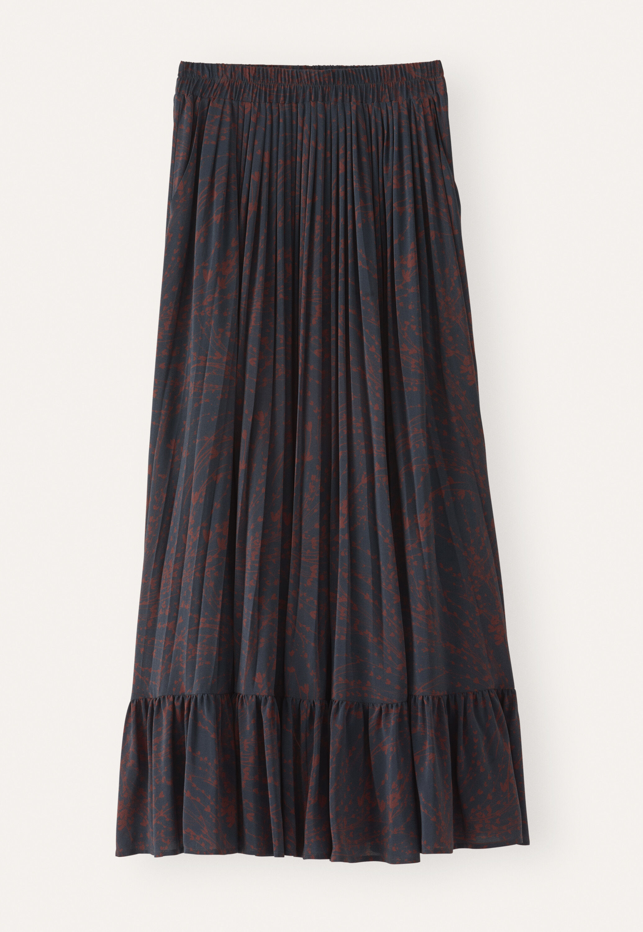 Rock mit Print und ausgestelltem Saum, Petrol/Pflaume, large