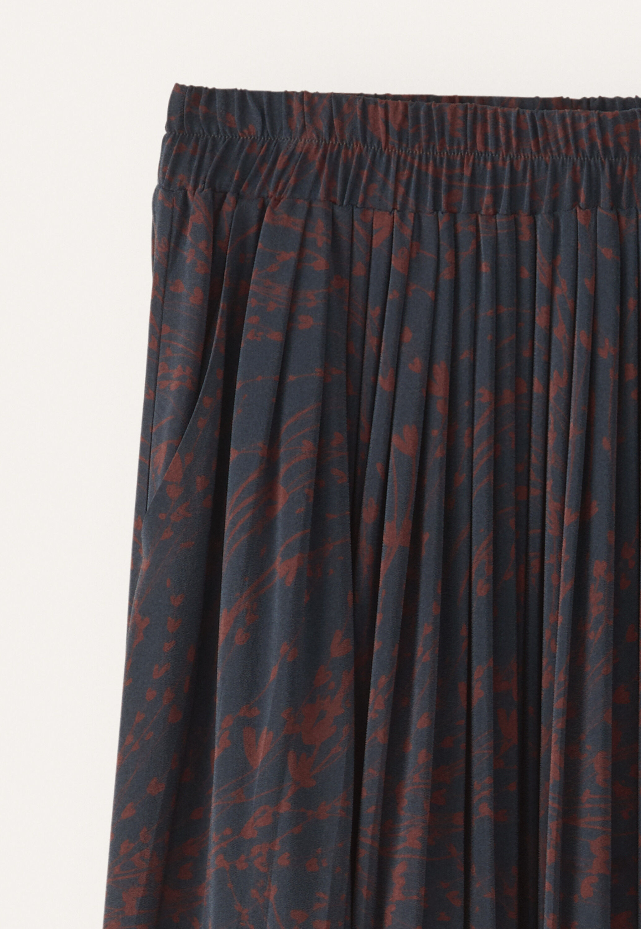 Rock mit Print und ausgestelltem Saum, Petrol/Pflaume, large