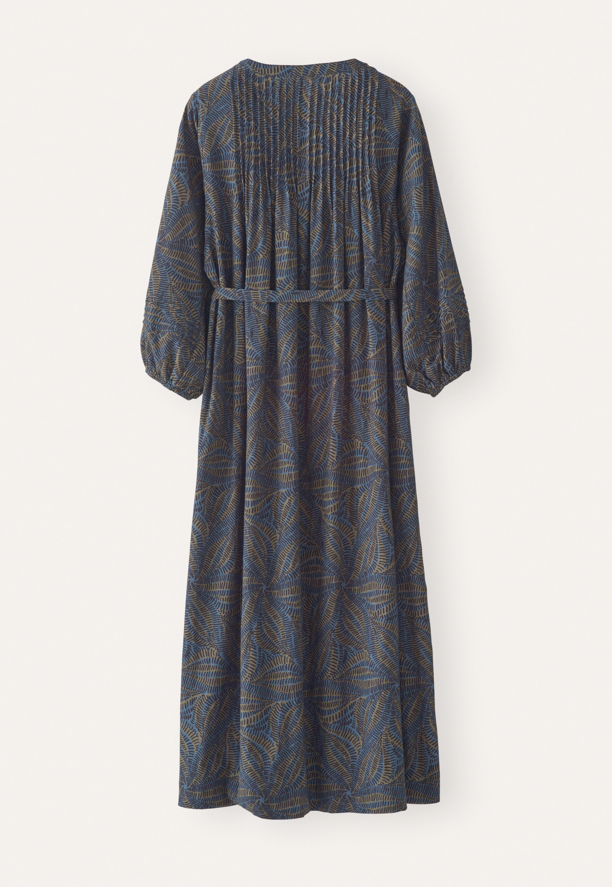 Print-Kleid mit Taillenb&auml;ndern, Dunkelblau, large