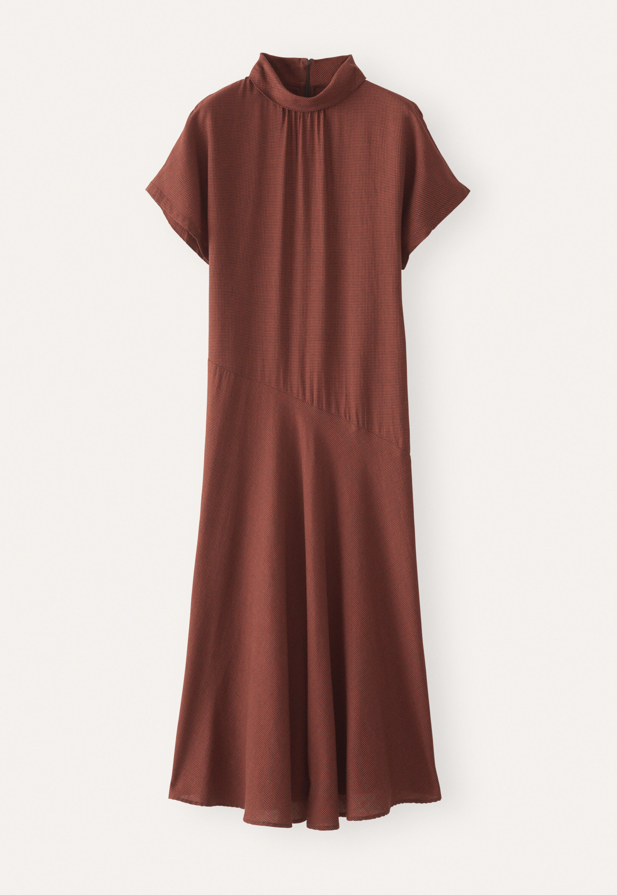 Kleid mit Hahnentrittmuster, Terrakotta/Schwarz, large