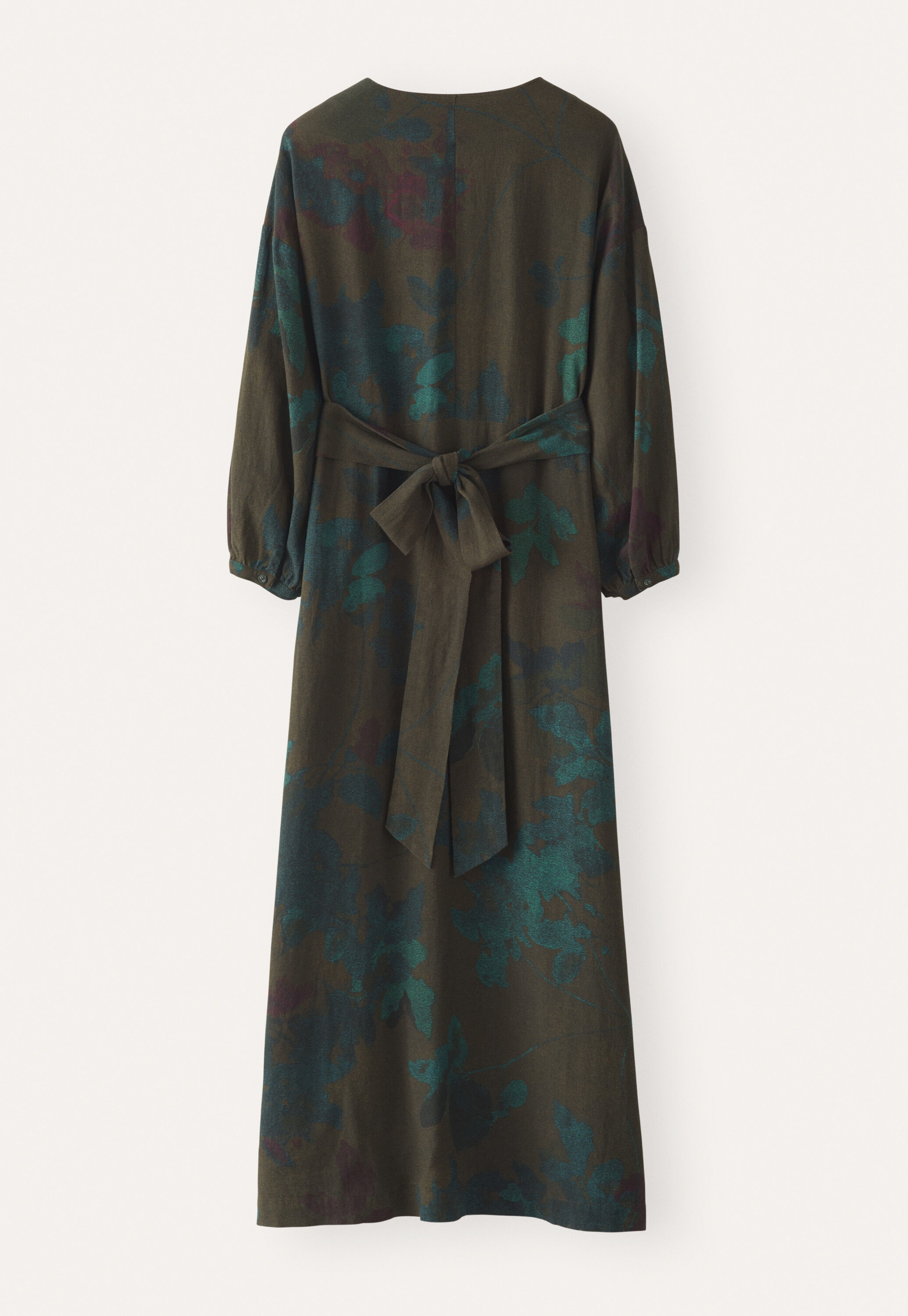 Langes Print-Kleid, Braun/Aquamarin, large